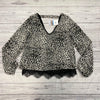 Daytrip Leopard Print Lace Hem Long Sleeve Blouse Women’s Size Small