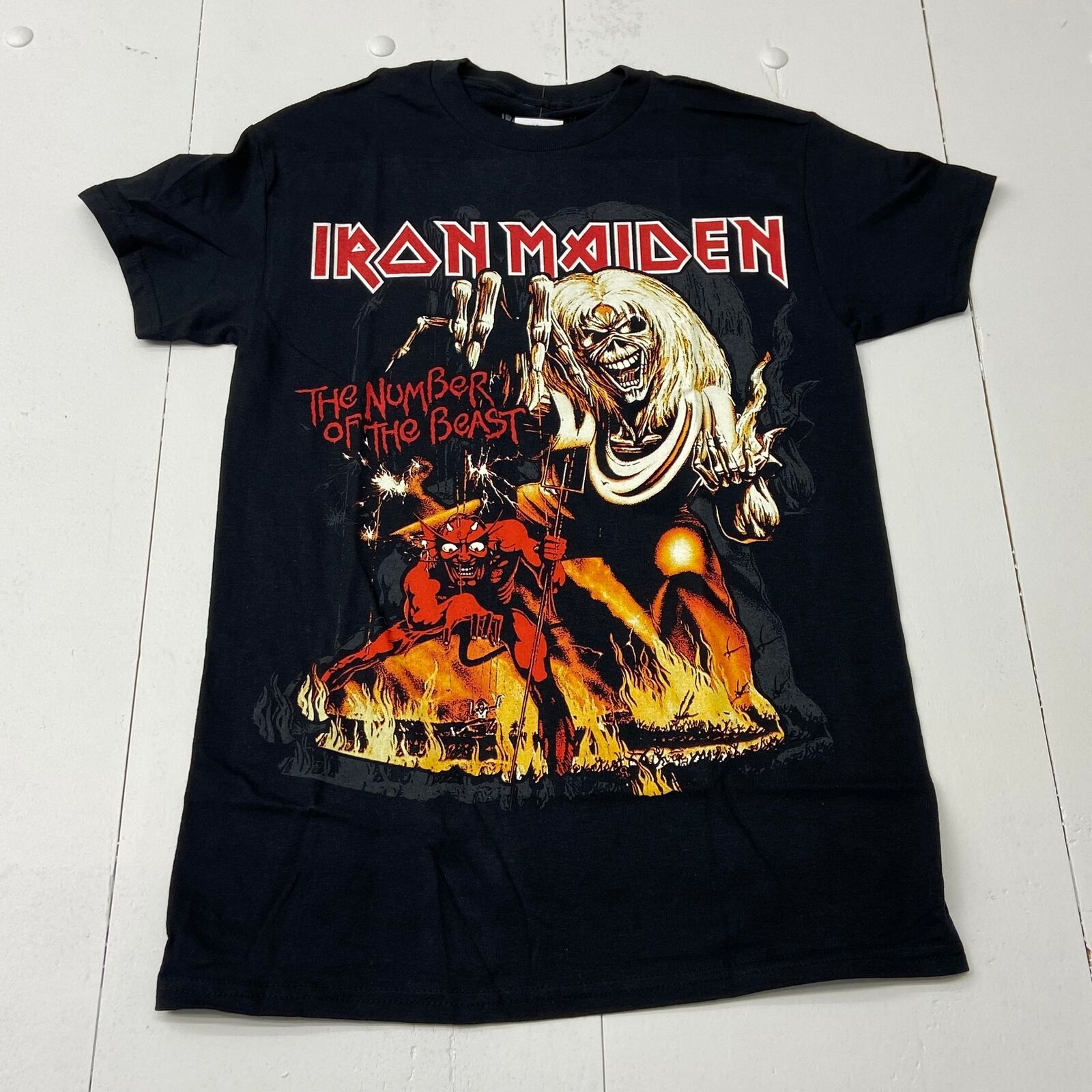 Iron Maiden Black Short Sleeve T-Shirt Number Of The Beast Adult Size S NEW