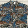 Reyn Spooner Blue Brown Tropical Short Sleeve Button Up Shirt Size S