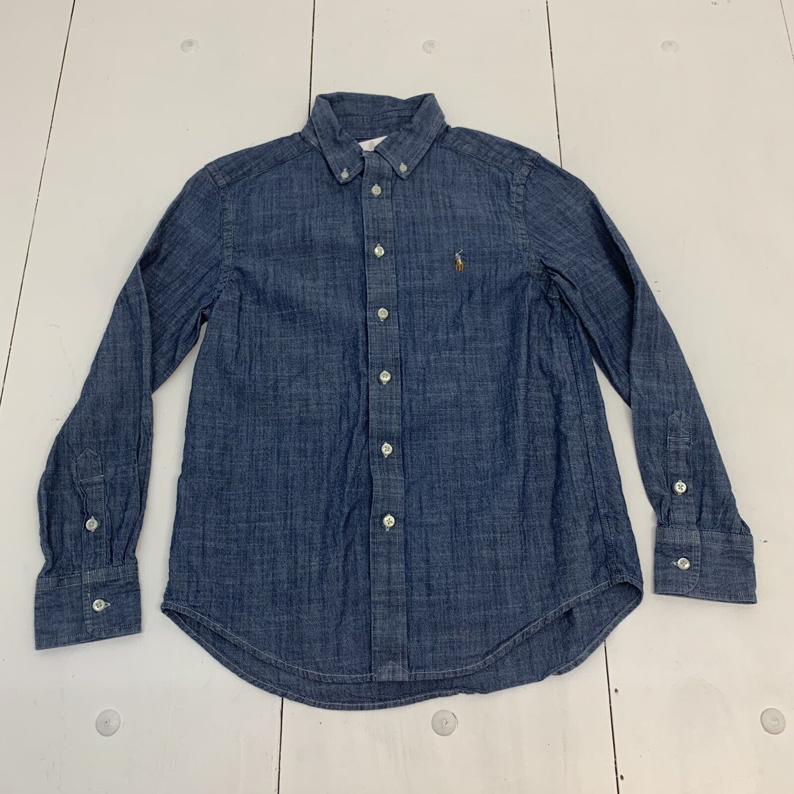 Kids Ralph Lauren Blue Long Sleeve Button Up Size Medium