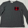 GAP Kids Gray Long Sleeve T-Shirt Youth Boy Size XL Red Plaid Pocket