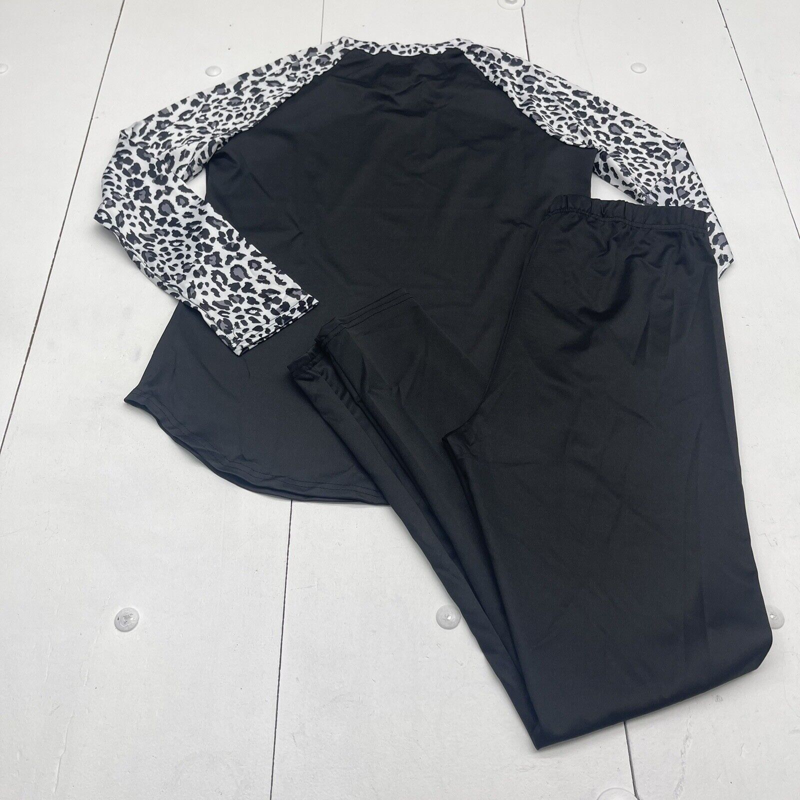 Black Leopard Animal Printed Wide Leg Pants Women's Size XL/XXL