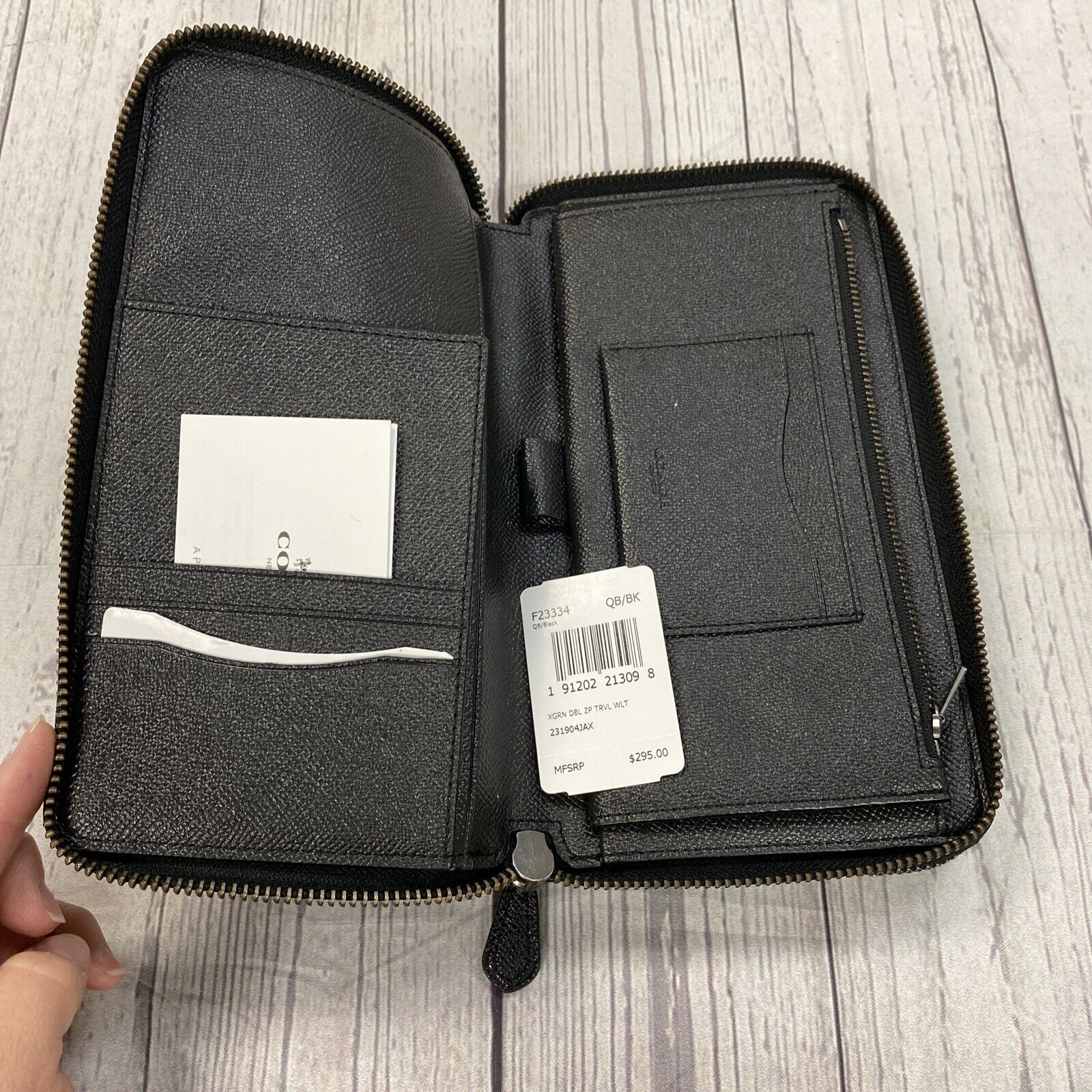 NWT Coach F23334 Double Zip Travel Organizer In Black Crossgrain Leath -  beyond exchange