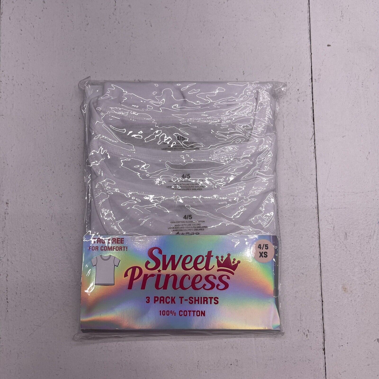 Sweet Princess White 3 Pack Cotton T Shirts Youth Girls Size XL 14
