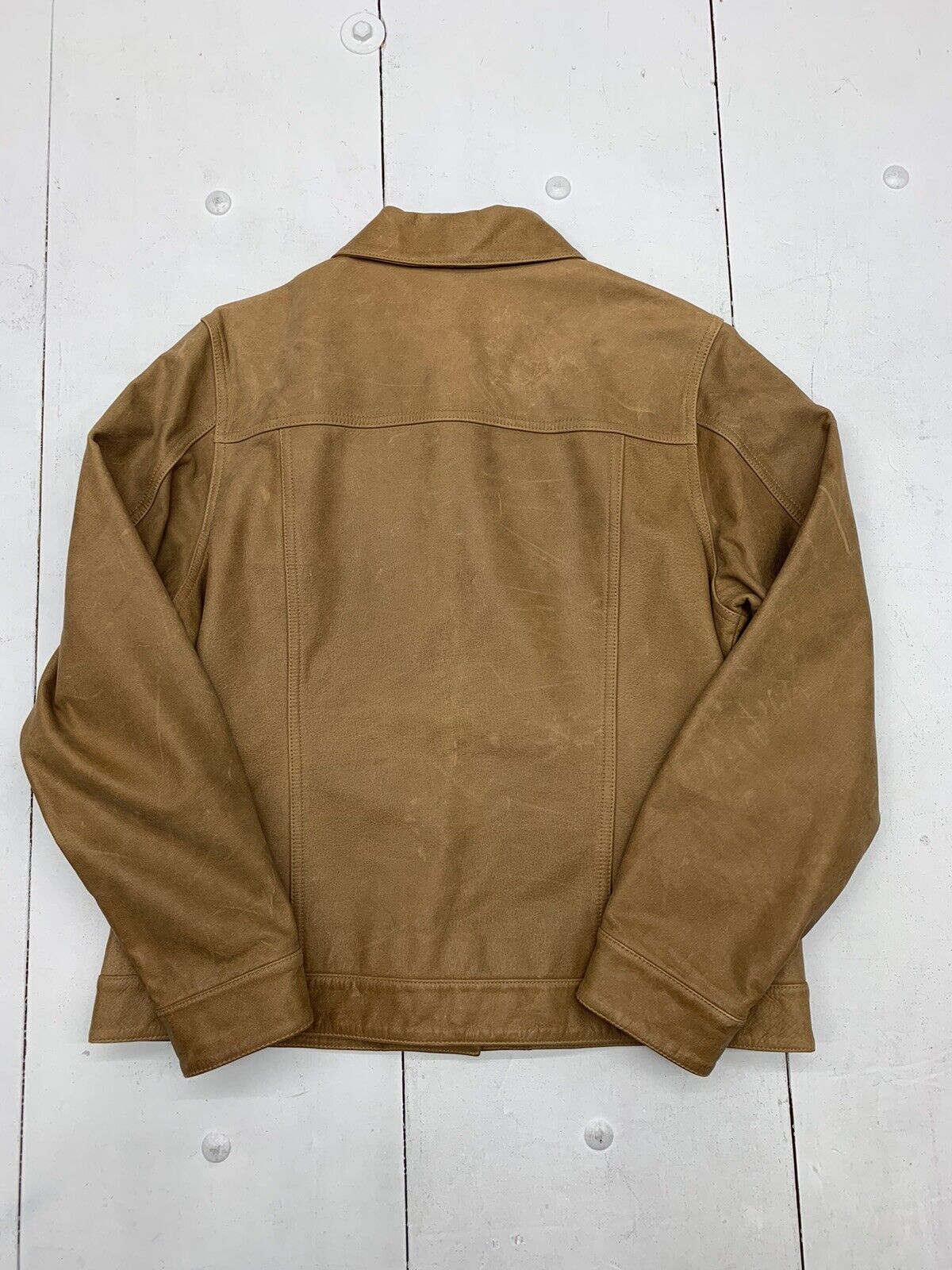 Talbots Womens Brown Leather Button Up Jacket Size Medium - beyond exchange