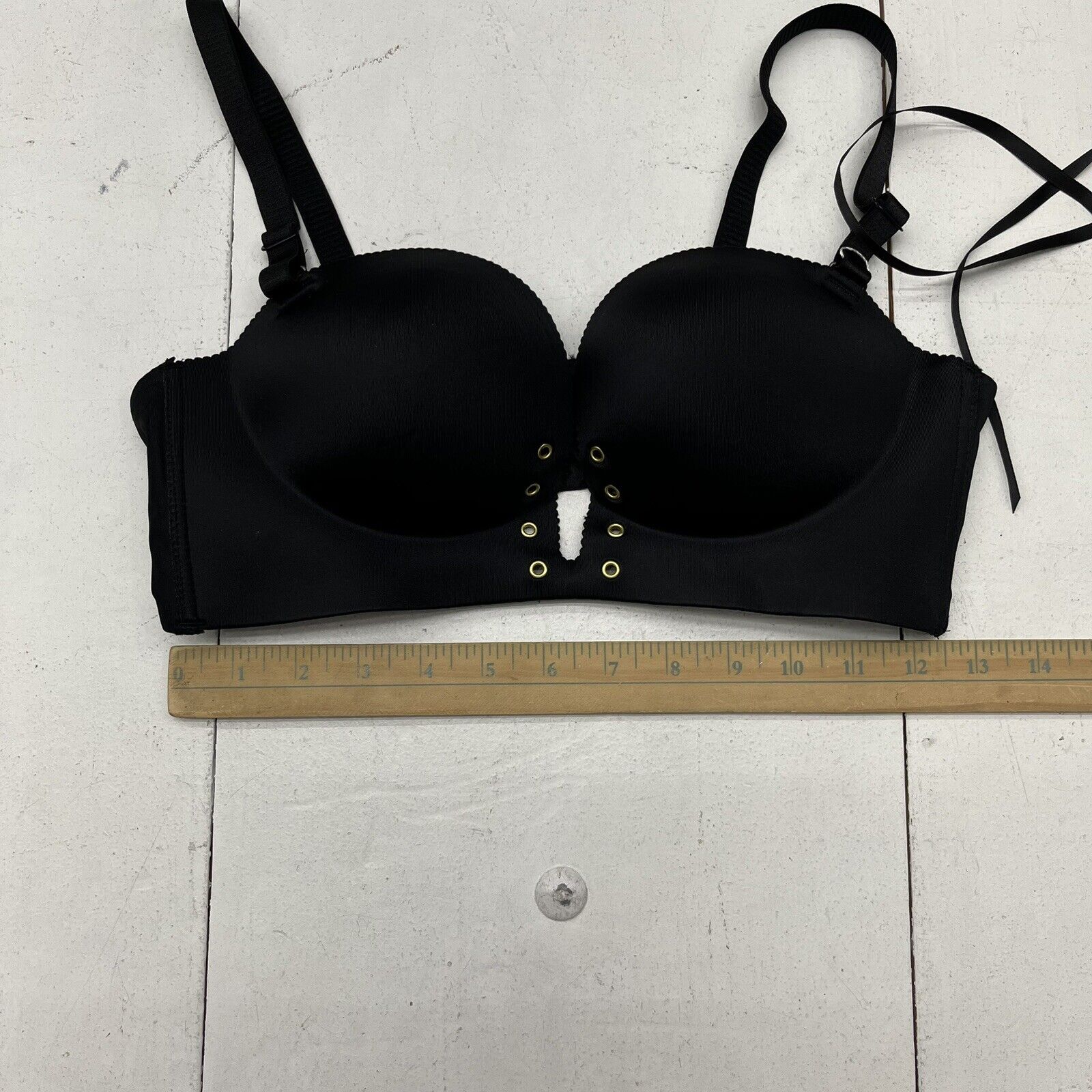Unbranded Womens Black Backless Invisible Strap Bra Size 34