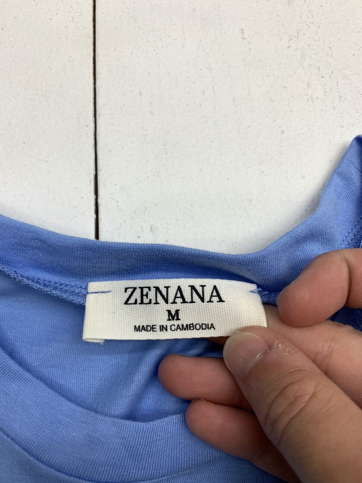 Zenana Womens Dark Blue Raw Hem Short Sleeve Shirt Size Medium - beyond  exchange
