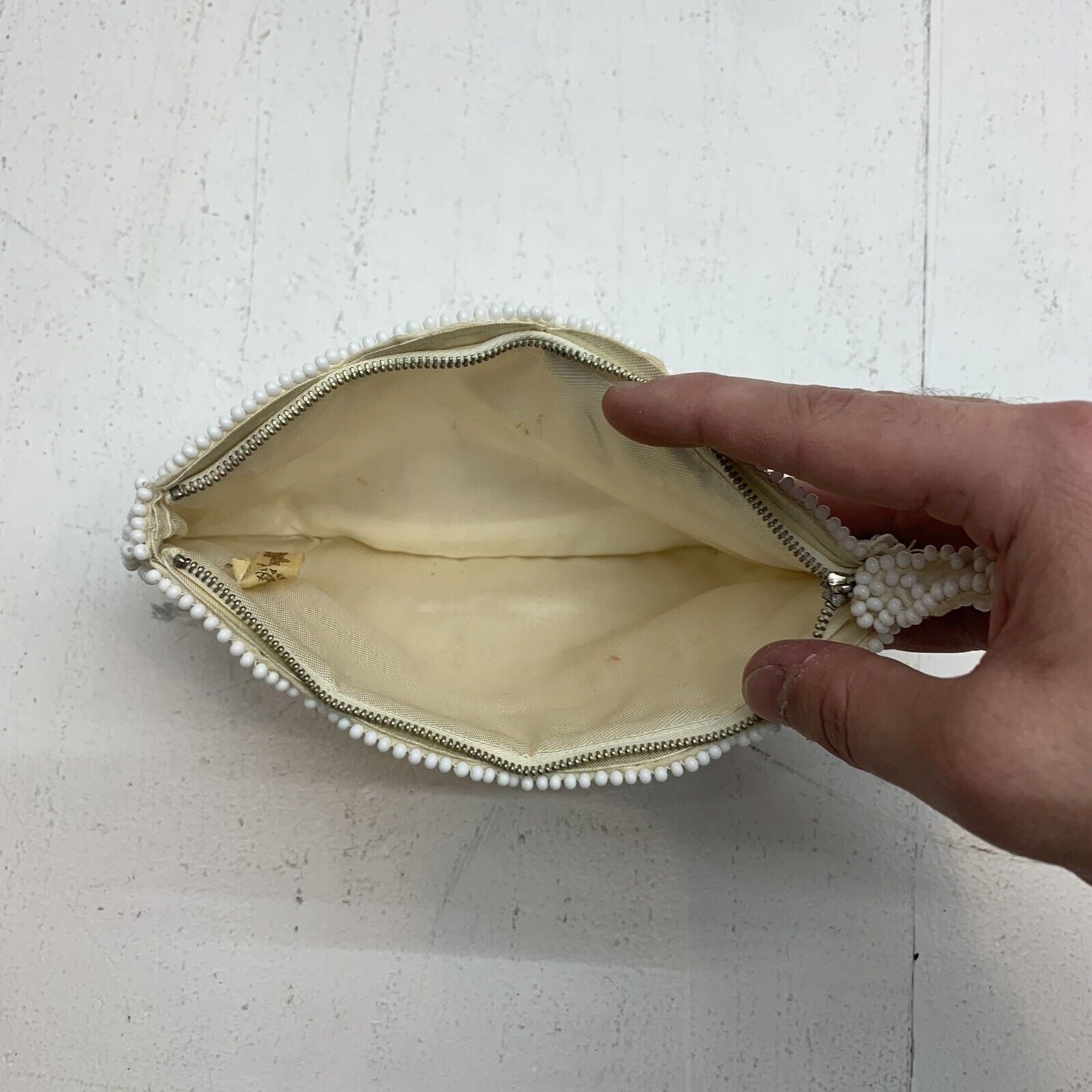 Vintage Small Black Silver Gold Beaded Pouch Bag La Regale 