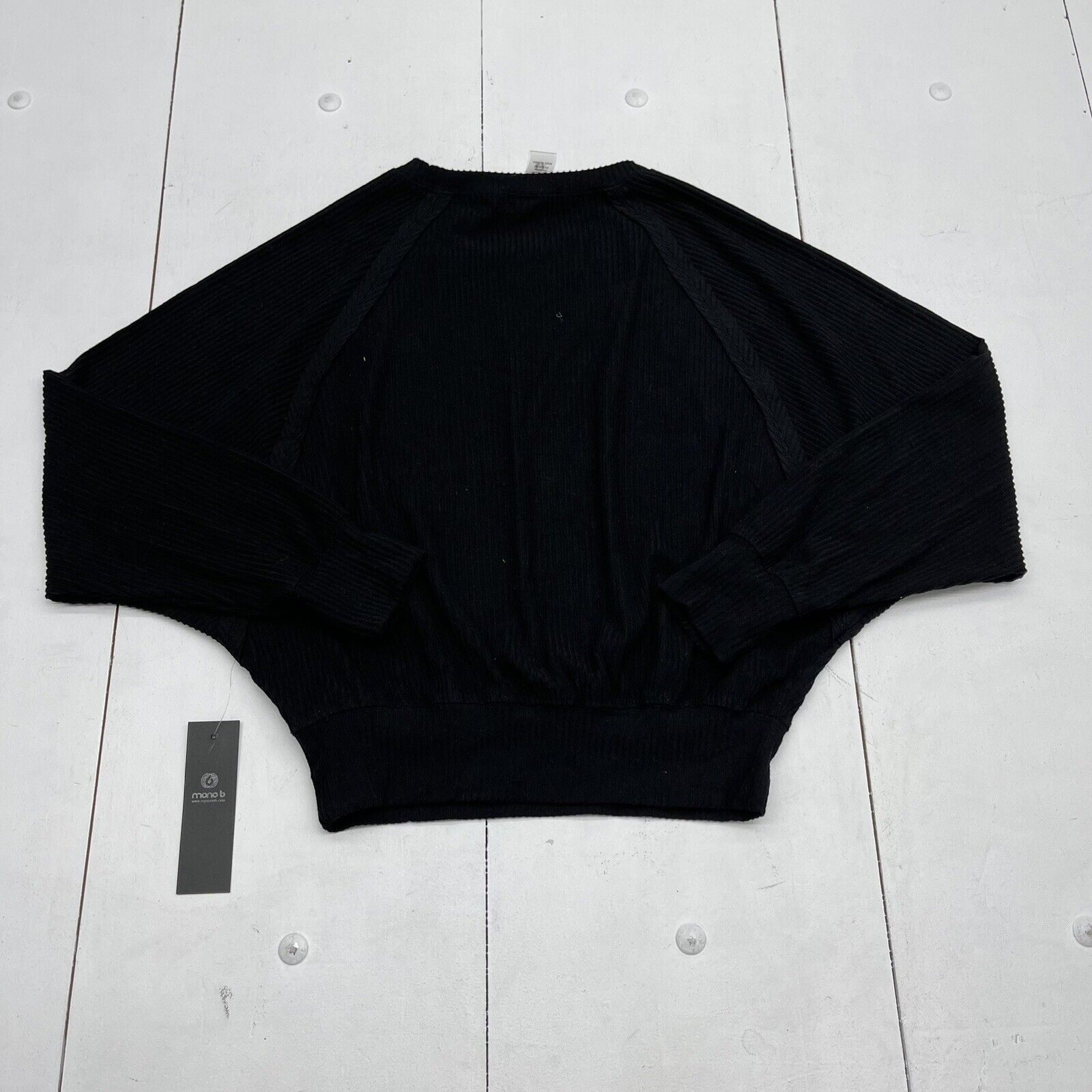 Mono B Black Ribbed Lounge Long Sleeve Sweater Women's Size Medium