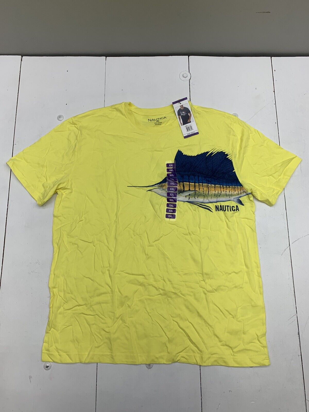 Nautica Men's Cotton yellow Short Sleeve Crew Neck Graphic T-Shirt