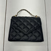 Black Quilted Crossbody Purse Square Bag Chain Strap