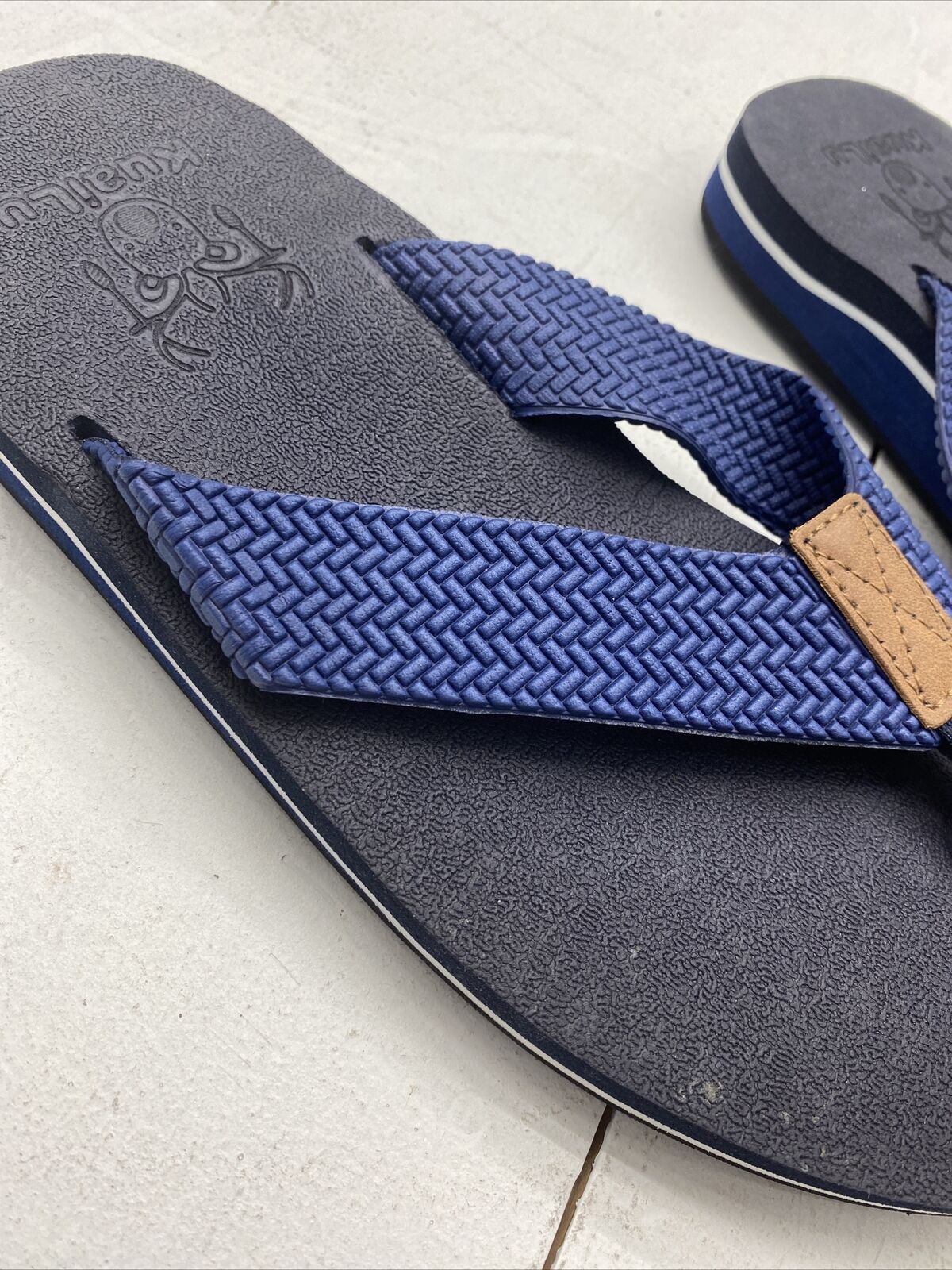  KuaiLu Men's Yoga Mat Leather Flip Flops Thong Sandals
