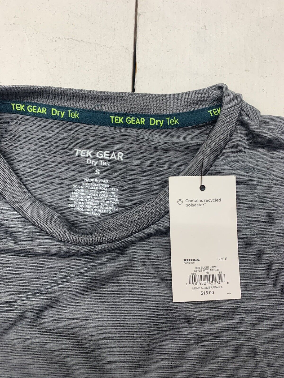 Tek Gear Mens Grey Short Sleeve Shirt Size Small - beyond exchange