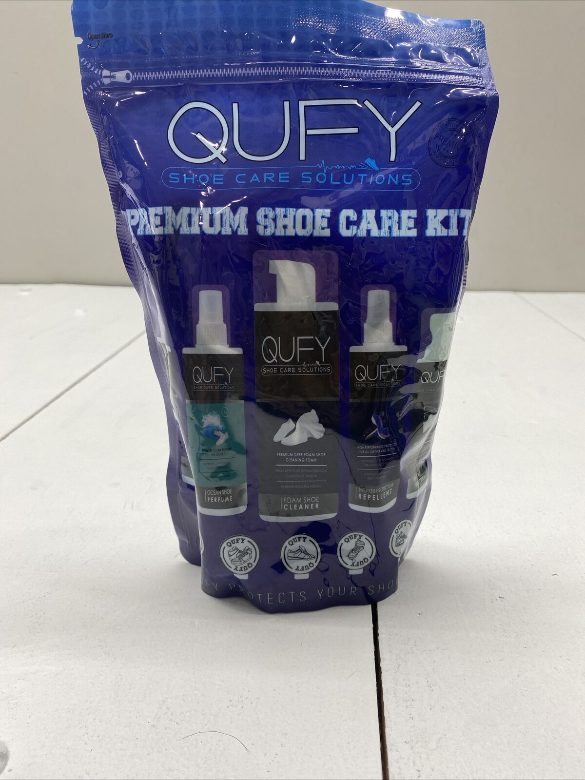 QUFY Foam Shoe Cleaner Sneakers Kit Microfiber Shoe Cloth and Shoe Brush 3  in 1 Pack