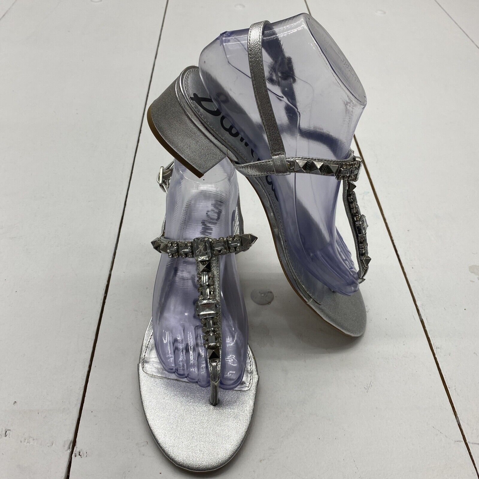 Sam Edelman Annalise Silver Rhinestone Healed Sandals Women s Size