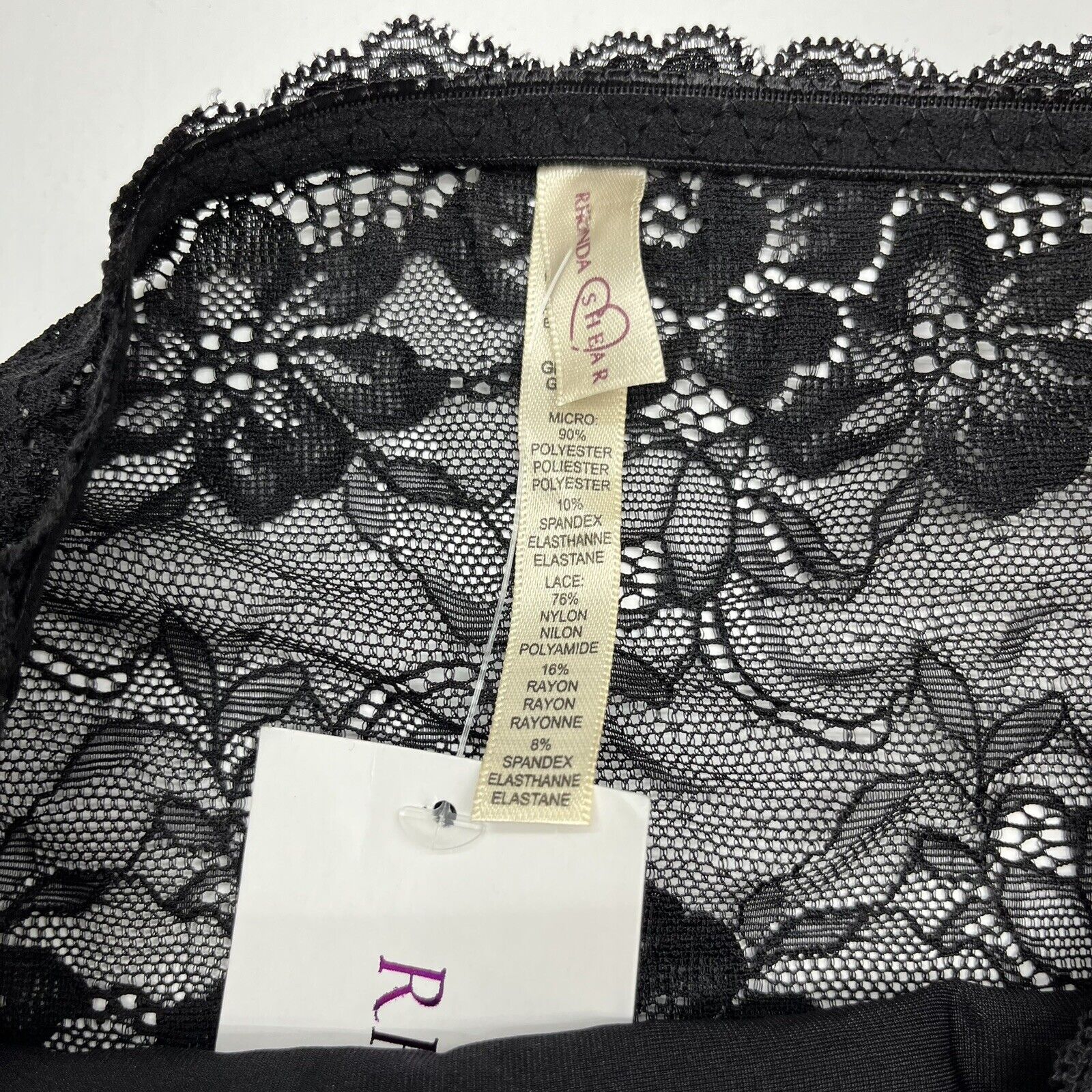 Rhonda Shear Black Ahh Panty Lace Overlay Briefs Women's Size Large NE -  beyond exchange
