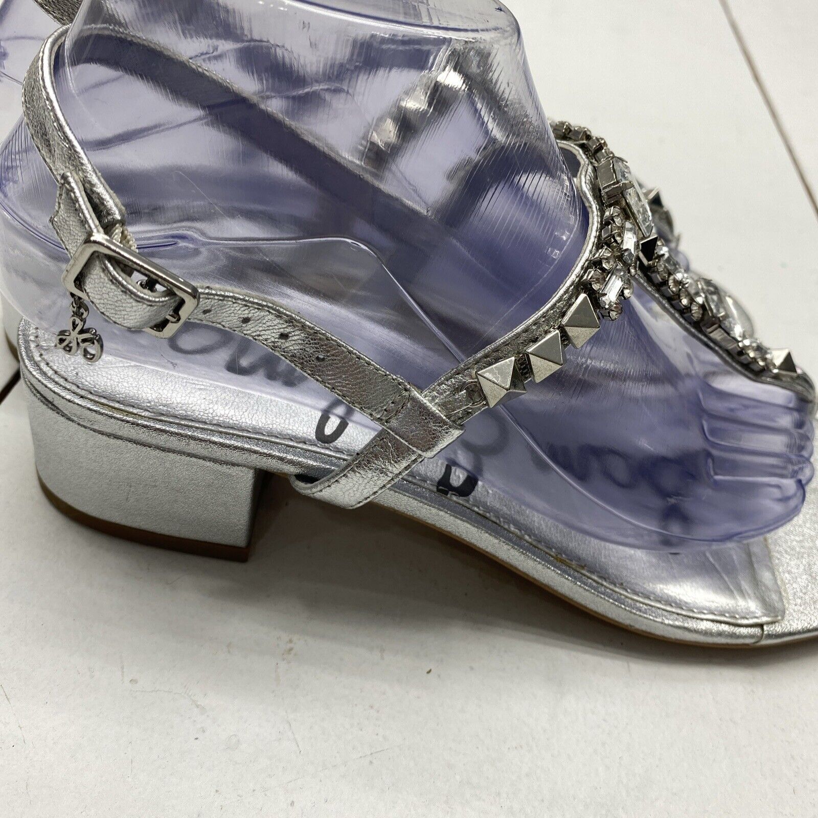 Sam Edelman Annalise Silver Rhinestone Healed Sandals Women s Size