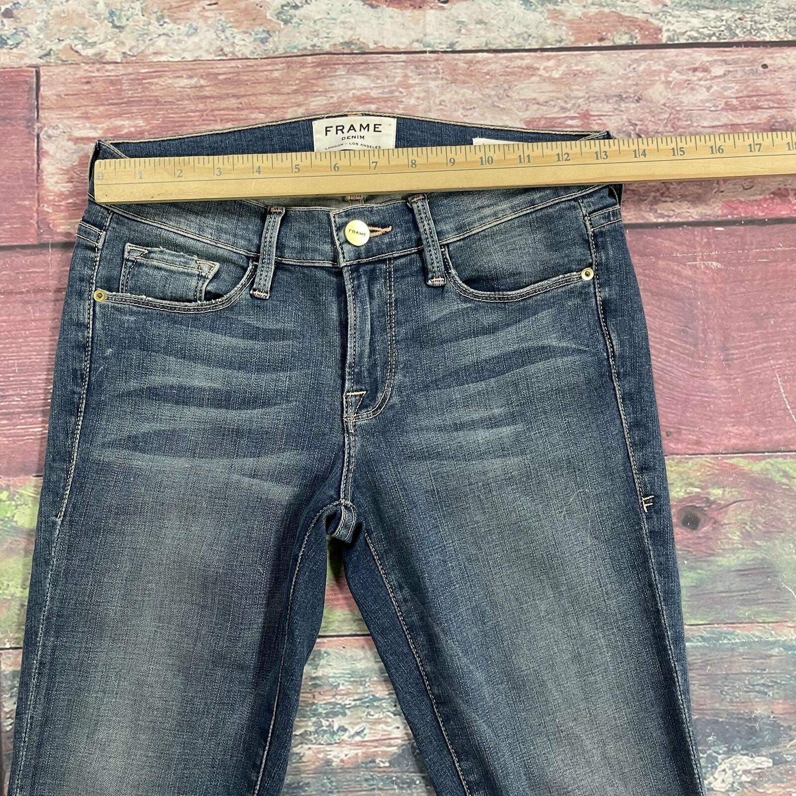 Women's Frame Denim Le Skinny de Jeanne Two Tone Gray Frayed Hem Jeans Size  24 | eBay