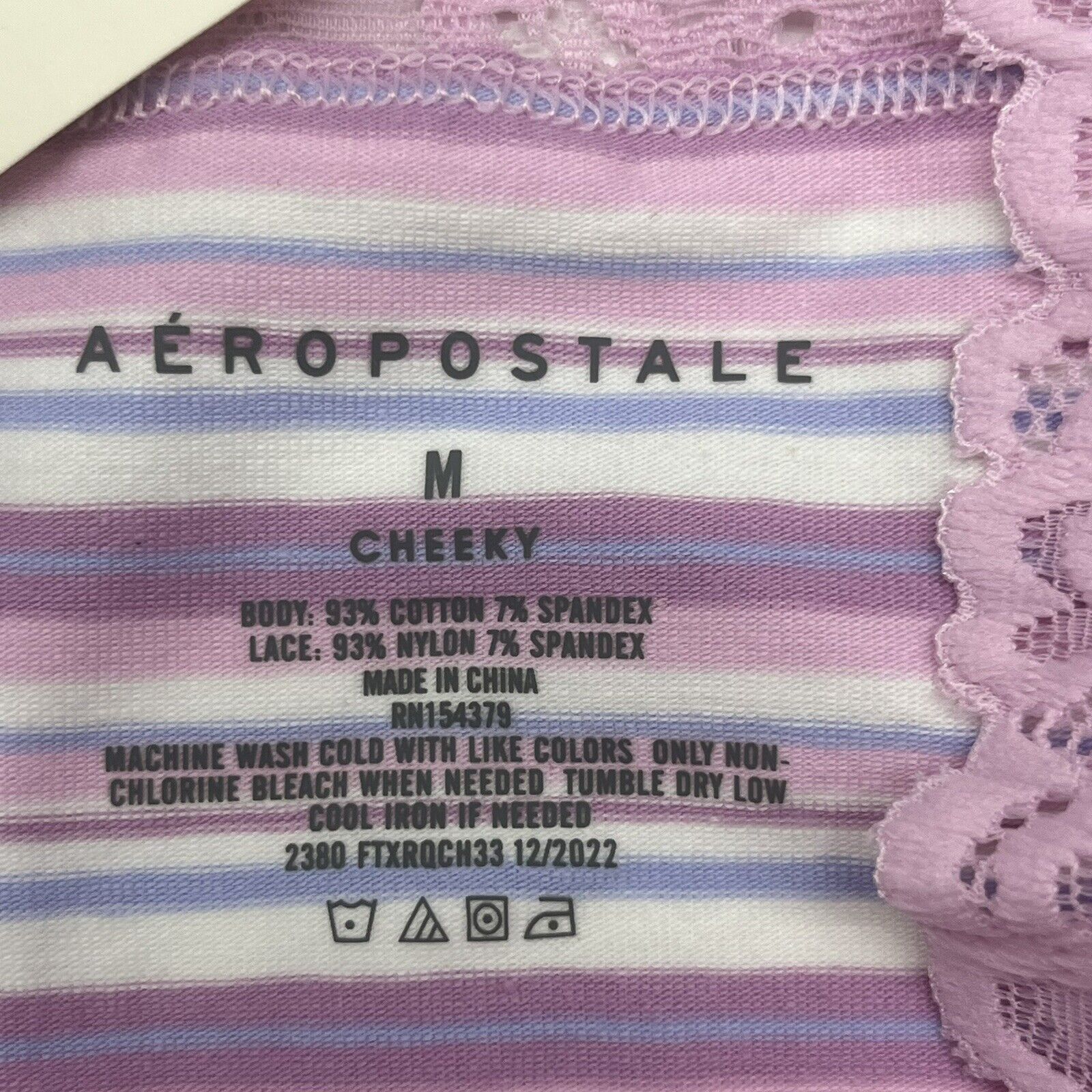 Aeropostale Pink Striped Cheeky Panties Women's Size Medium NEW