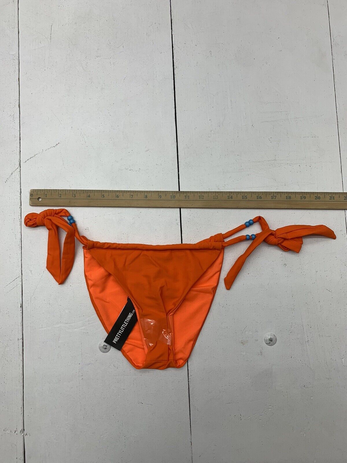 Pretty Little Thing Womens Orange Beaded Side Tie Bikini Bottoms Size -  beyond exchange