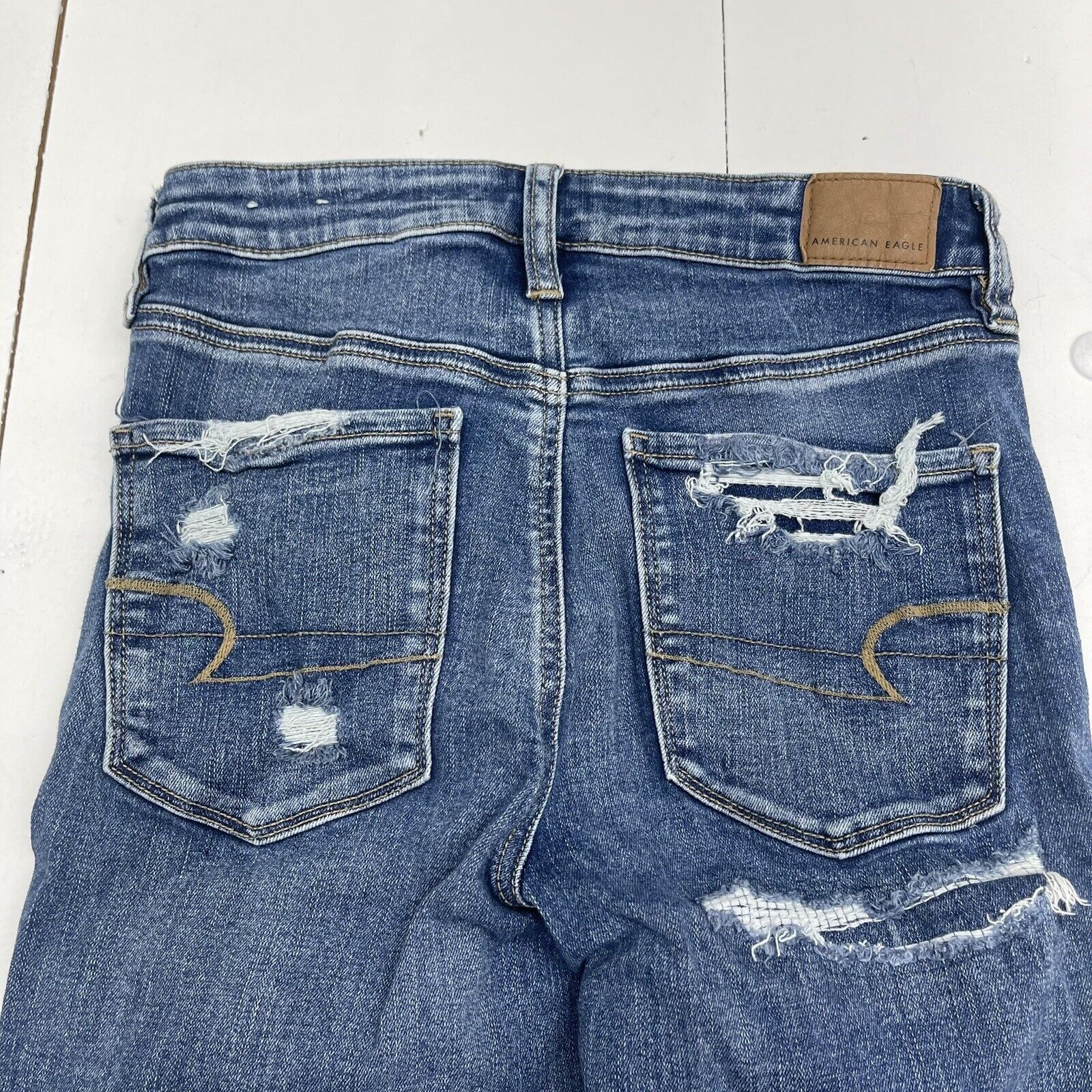 American Eagle AEO High Rise Jegging Crop Frayed Ankle Jeans Women's S -  beyond exchange