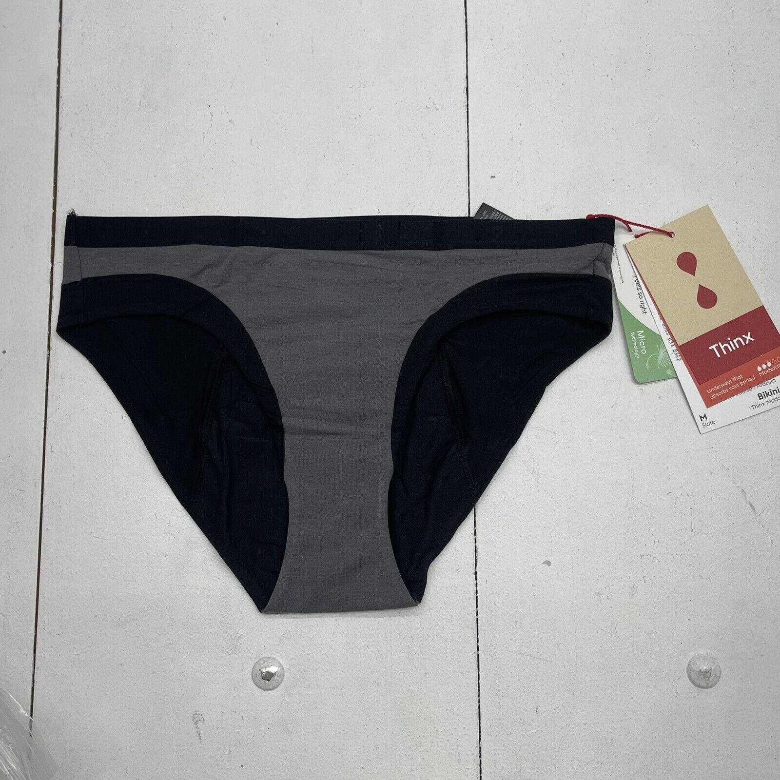 Thinx Slate Gray Period Panties Bikini Moderate Women's Size