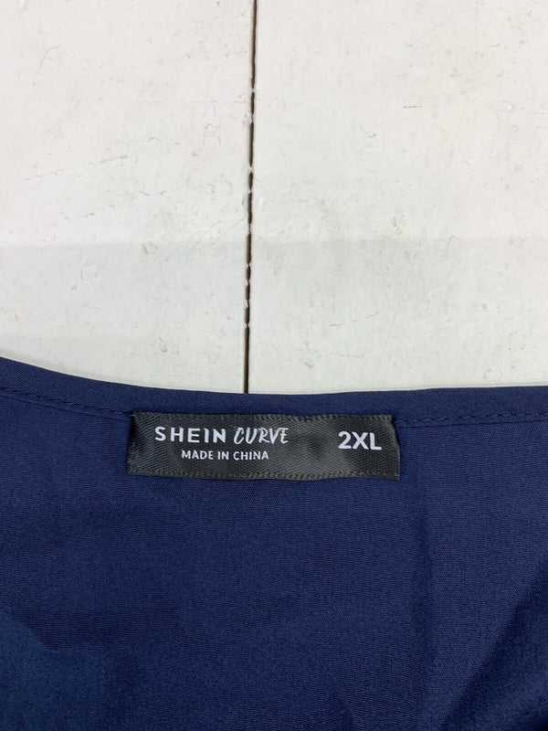 Shein Curve Womens Dark Blue Short Sleeve Blouse Size 2XL - beyond exchange