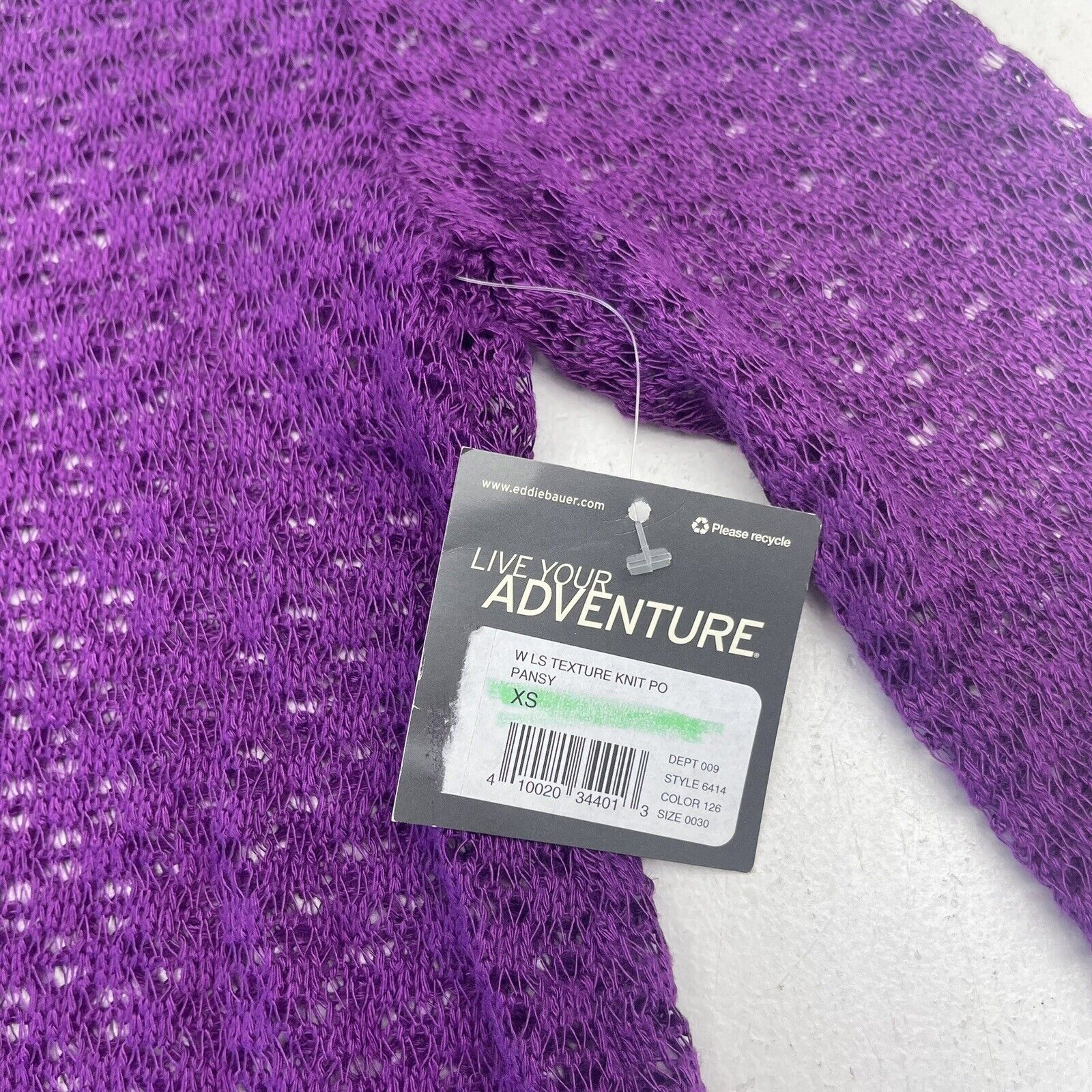 Eddie Bauer Pansy Purple Texture Knit Long Sleeve Women's