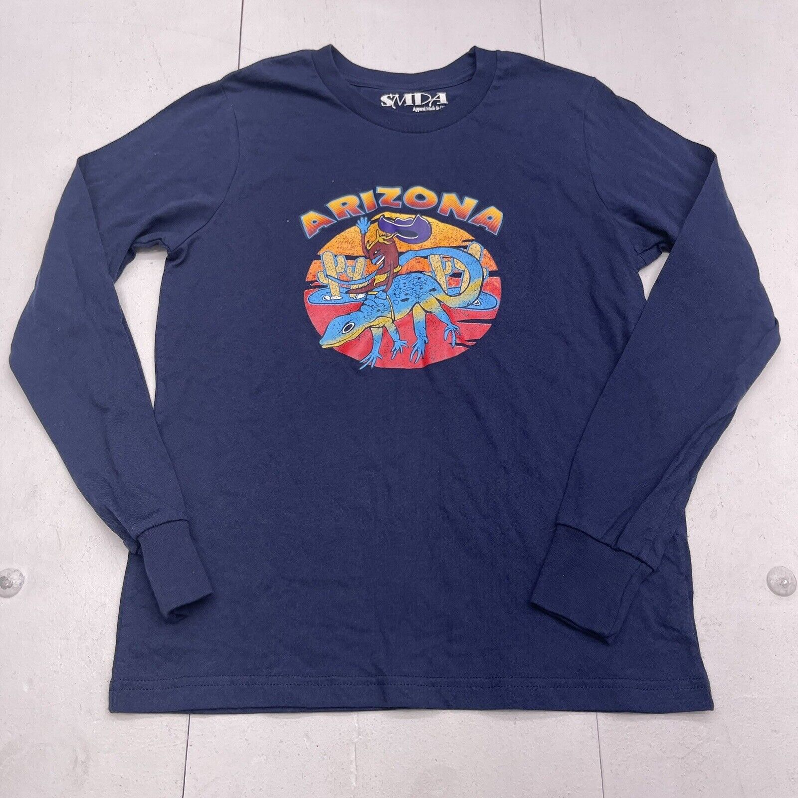 SMDA Navy Blue Arizona Graphic Long Sleeve T Shirt Youth Kids Medium