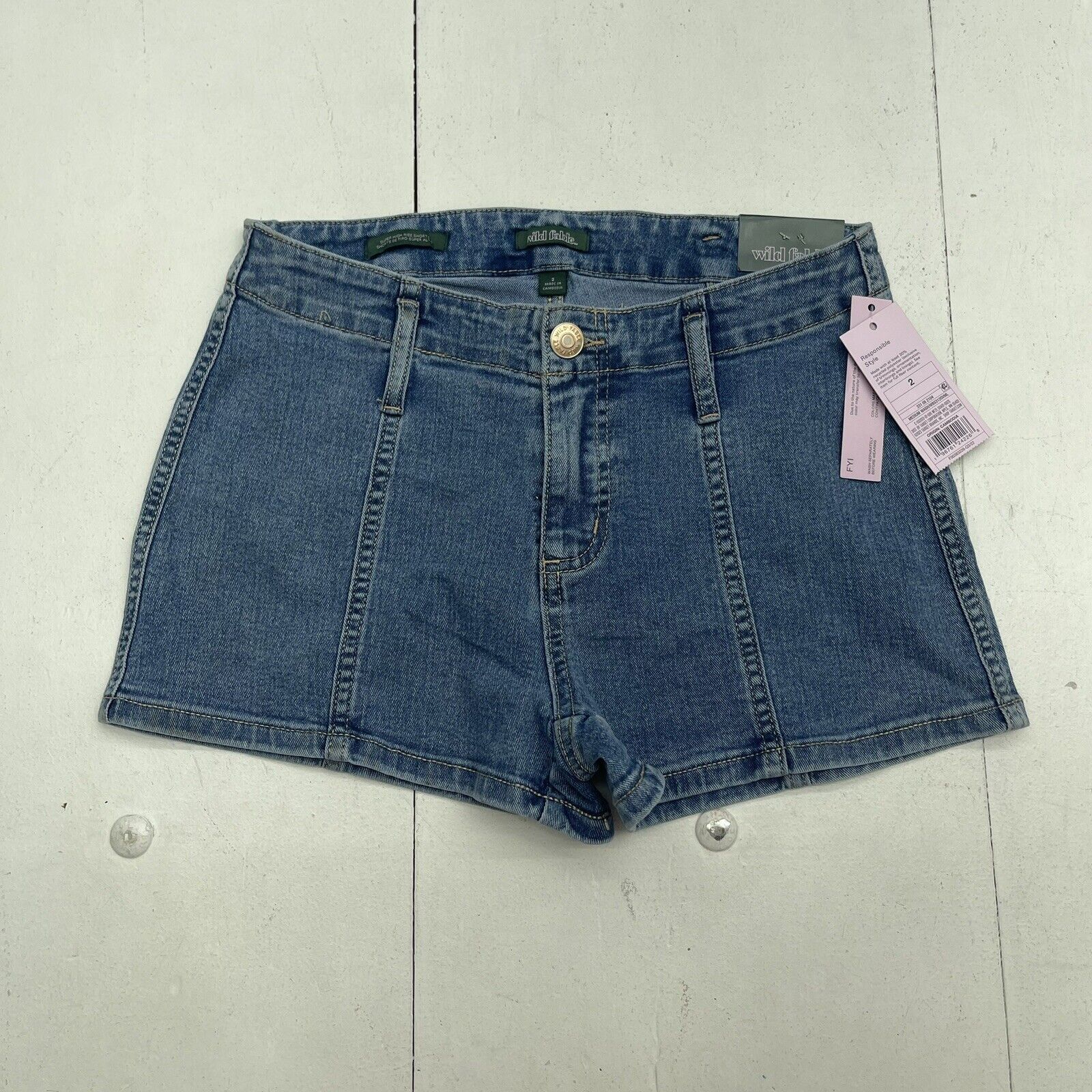 Wild Fable Super High Rise Blue Denim Shorts Women’s 2 New Defect