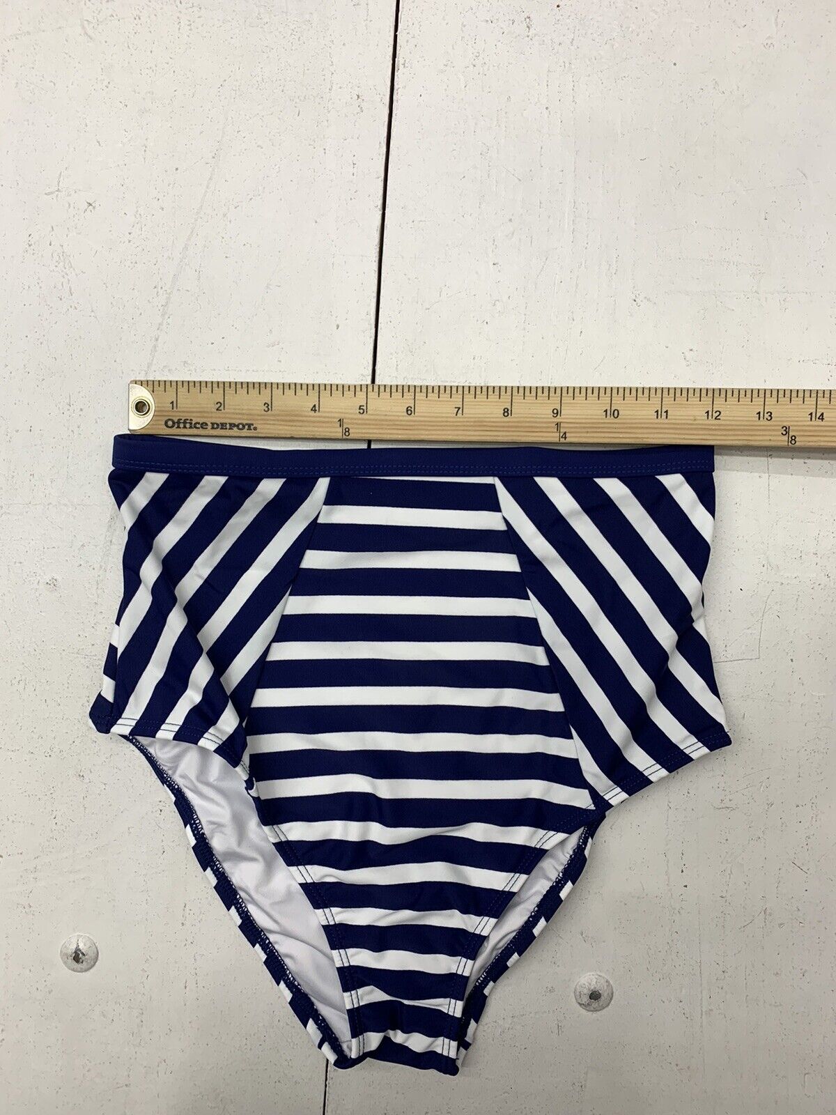 Venus Womens Blue White Striped High Waisted Swim Bottoms Size 6