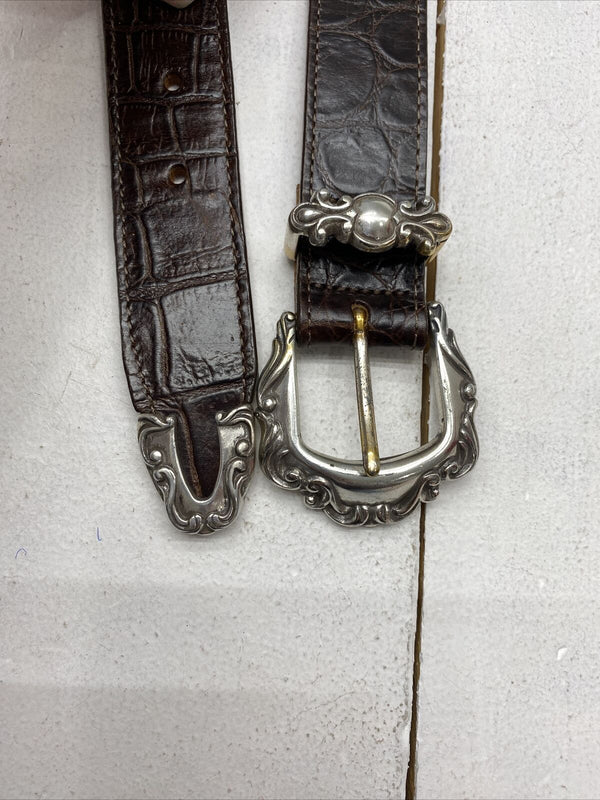 Buy Vintage Brighton Belt Brown Leather Medium Embossed Leather