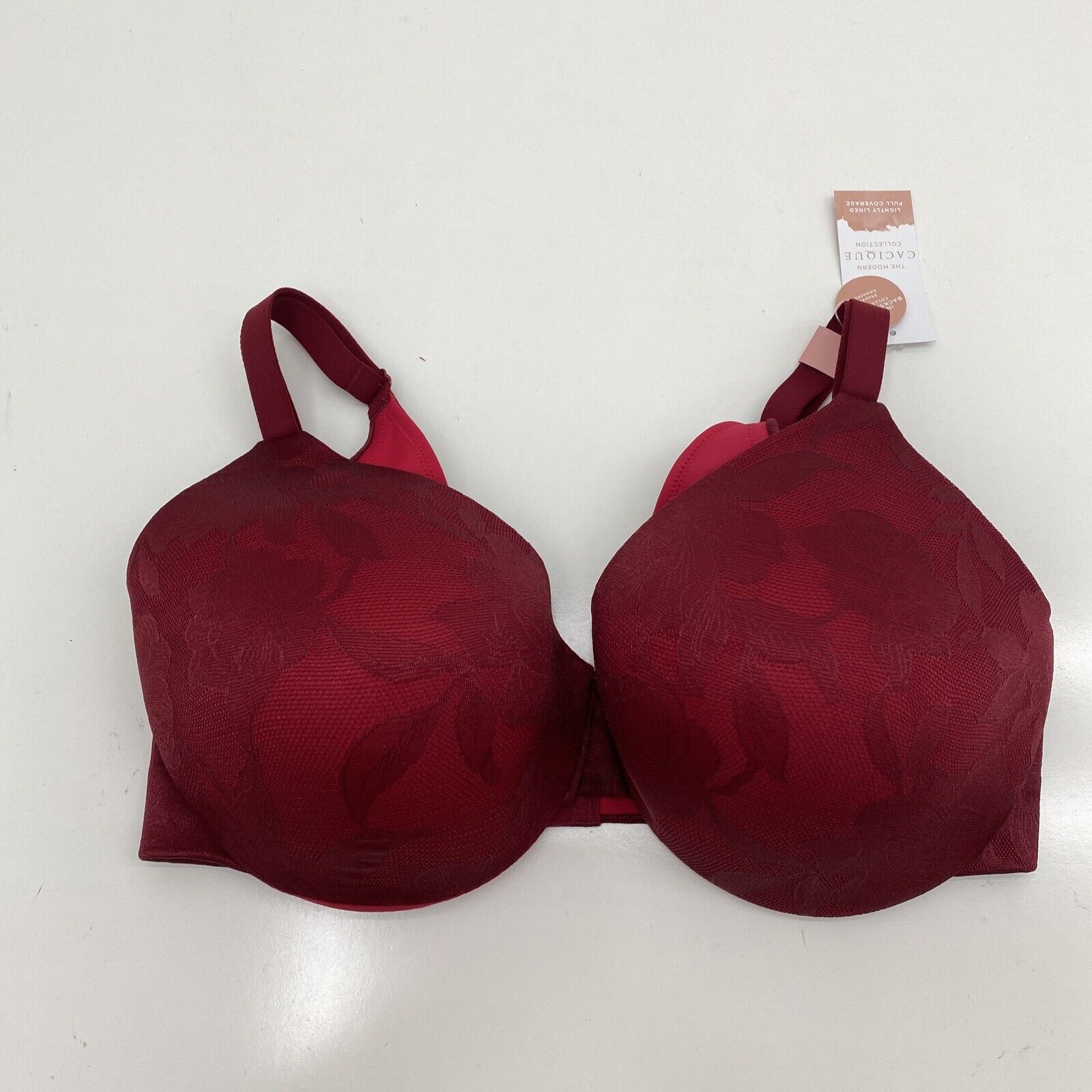 Lot of 2 Cacique Bras 40DD Red and Black Satin w/Lace Rhinestones Damask