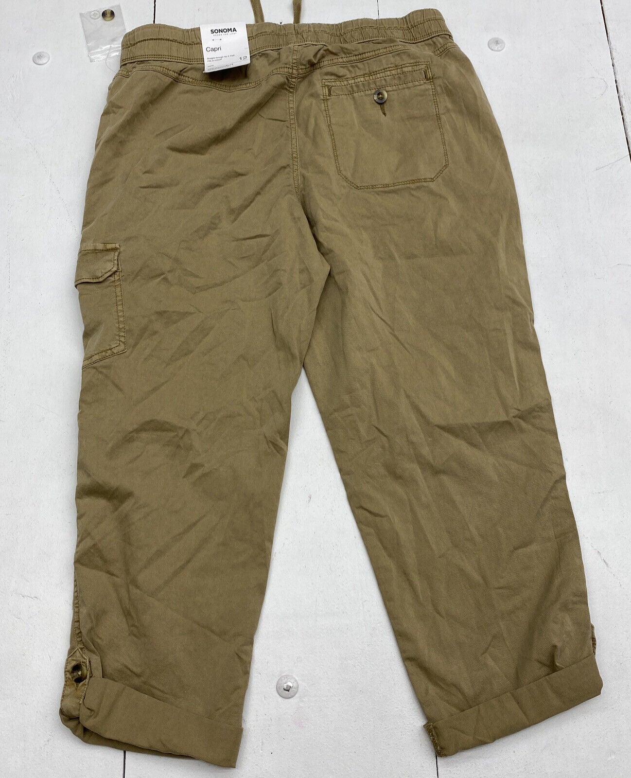 Sonoma Tan Comfort Waist Cargo Capri Pants Womens Size 12 New - beyond  exchange