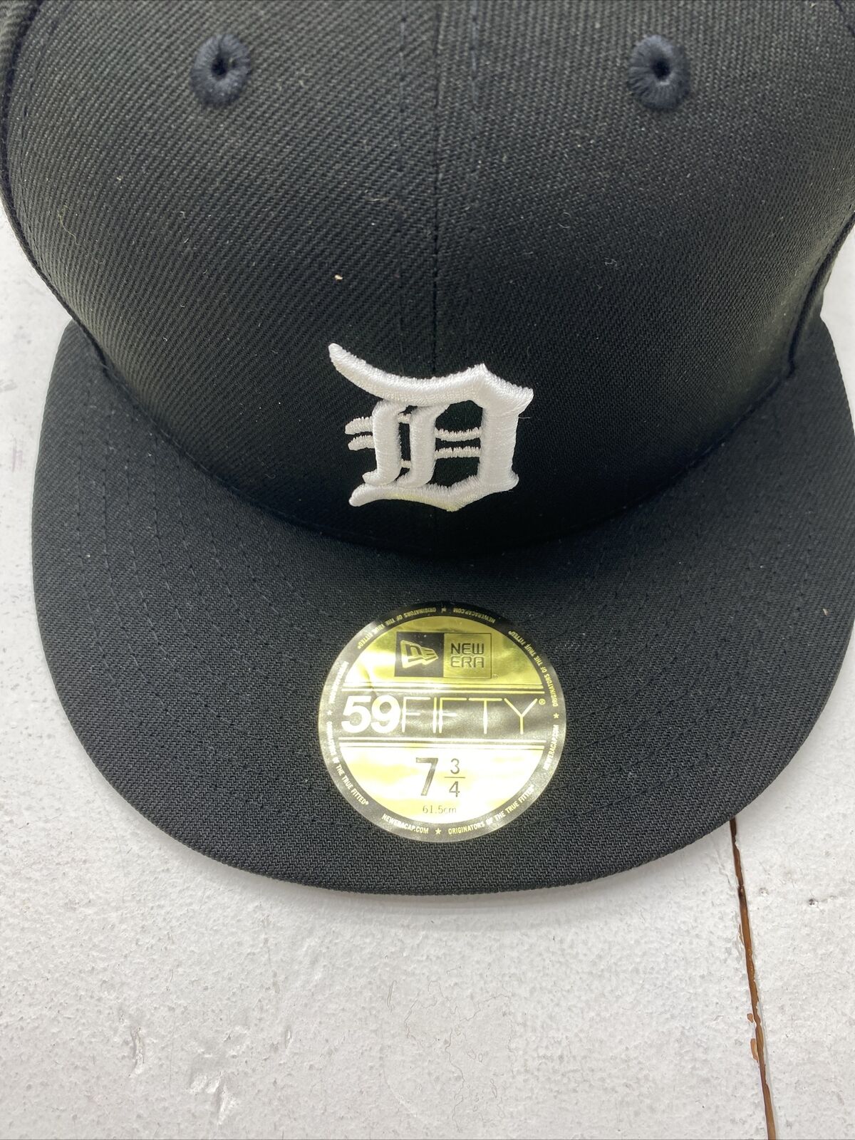 Detroit Tigers ￼New Era Black White 59Fifty MLB Fitted Hat Size 7
