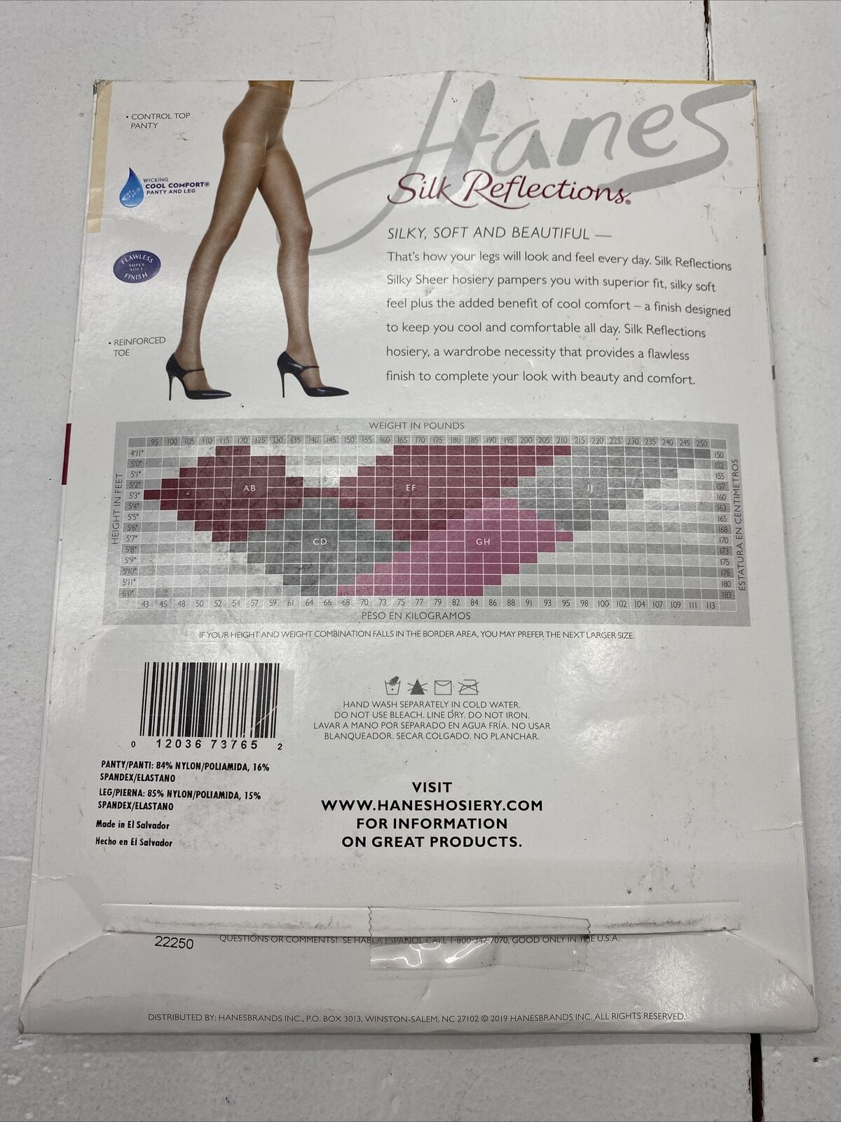 Hanes Women's Control Top Reinforced Toe Silk Reflections Panty