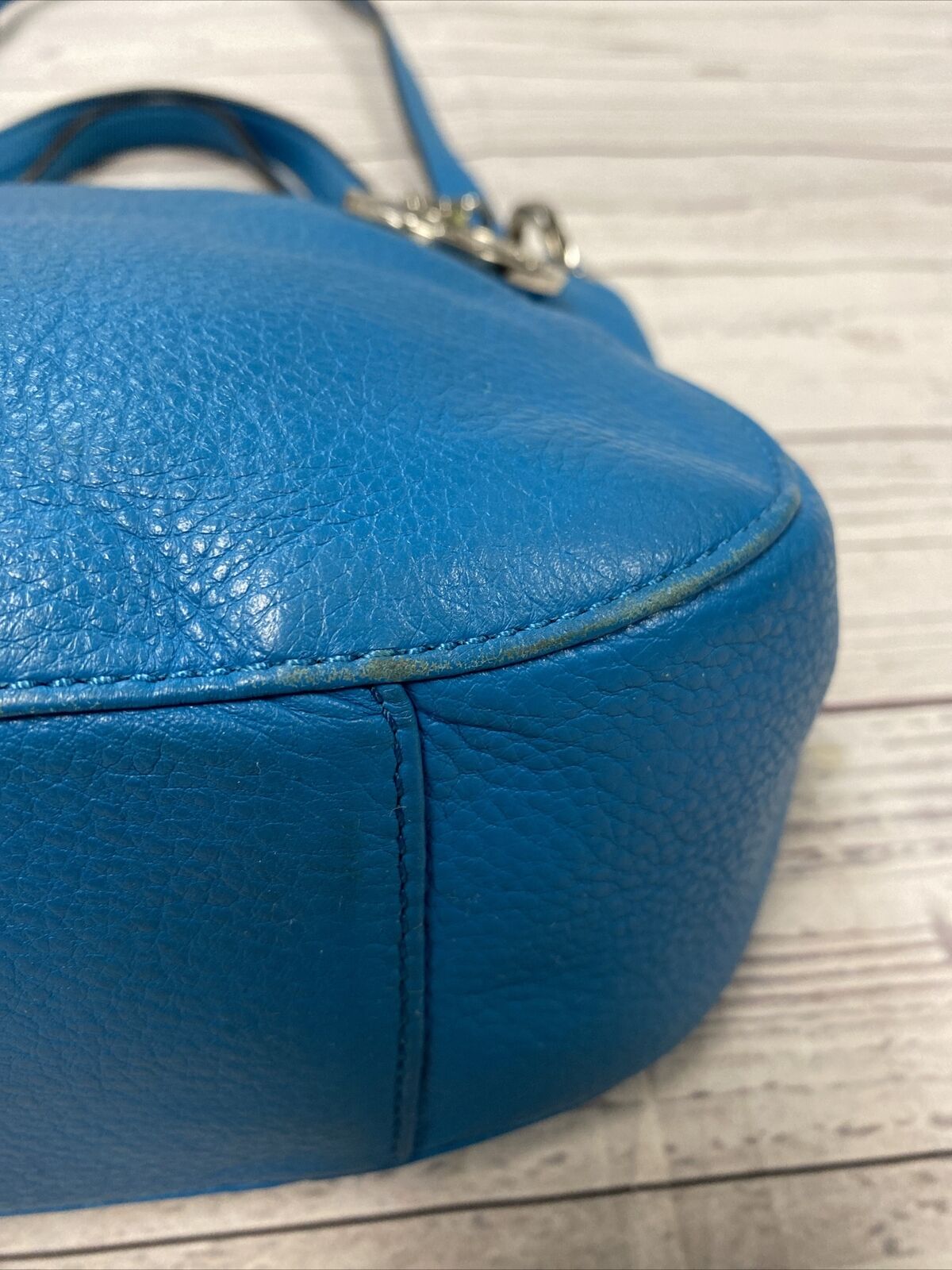 Buy the Michael Kors Blue Pebbled Leather Crossbody Bag