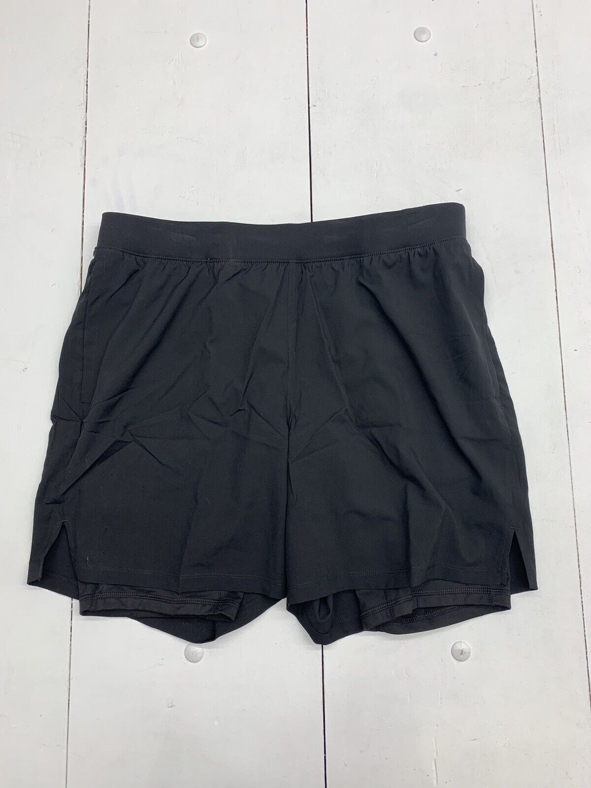 Plus Size Black Lined Active Shorts