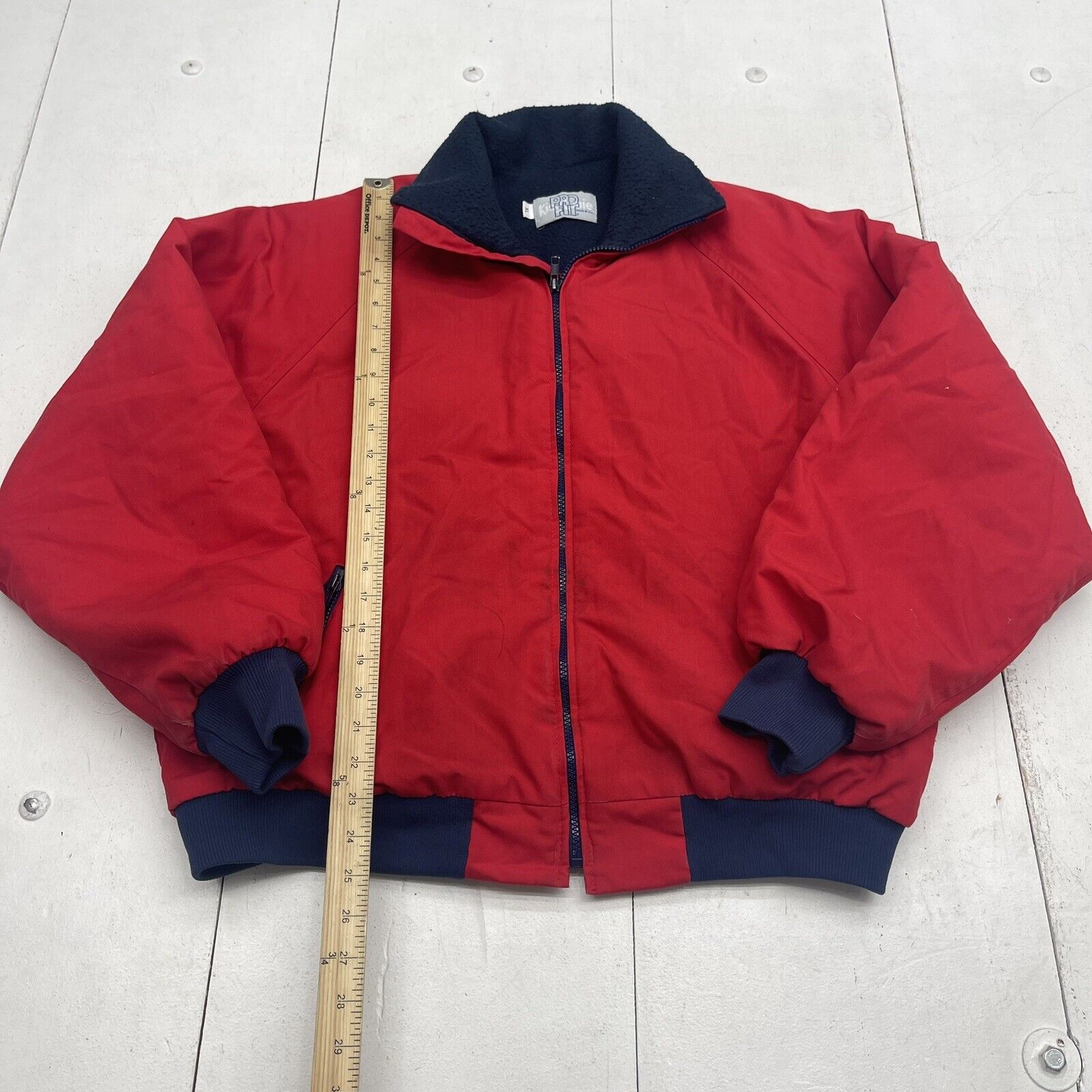 Vintage King Louie Pro Fit Red Fleece Lined Jacket Mens Size XL