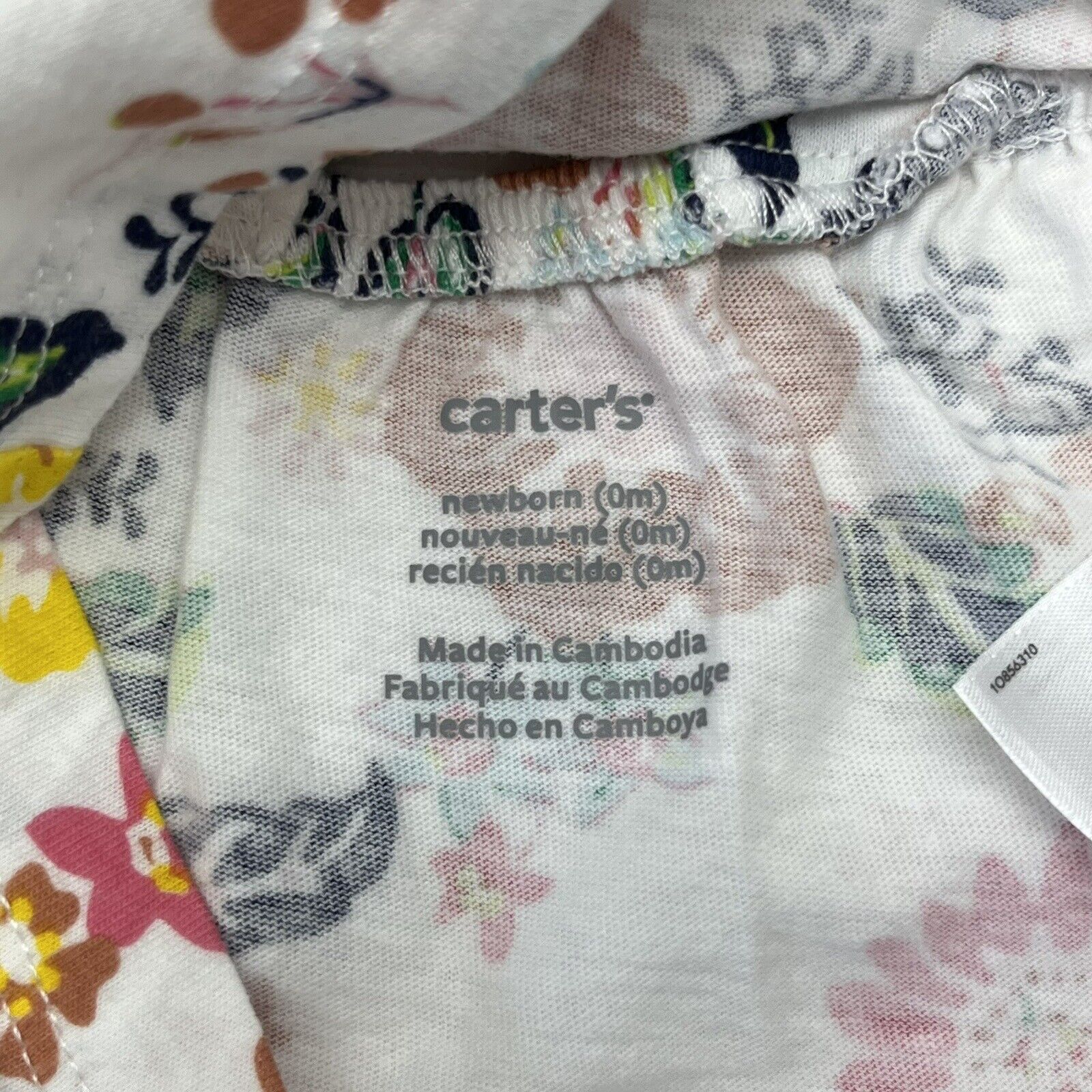 Carters White Floral Short Sleeve T Shirt Girls Size Newborn