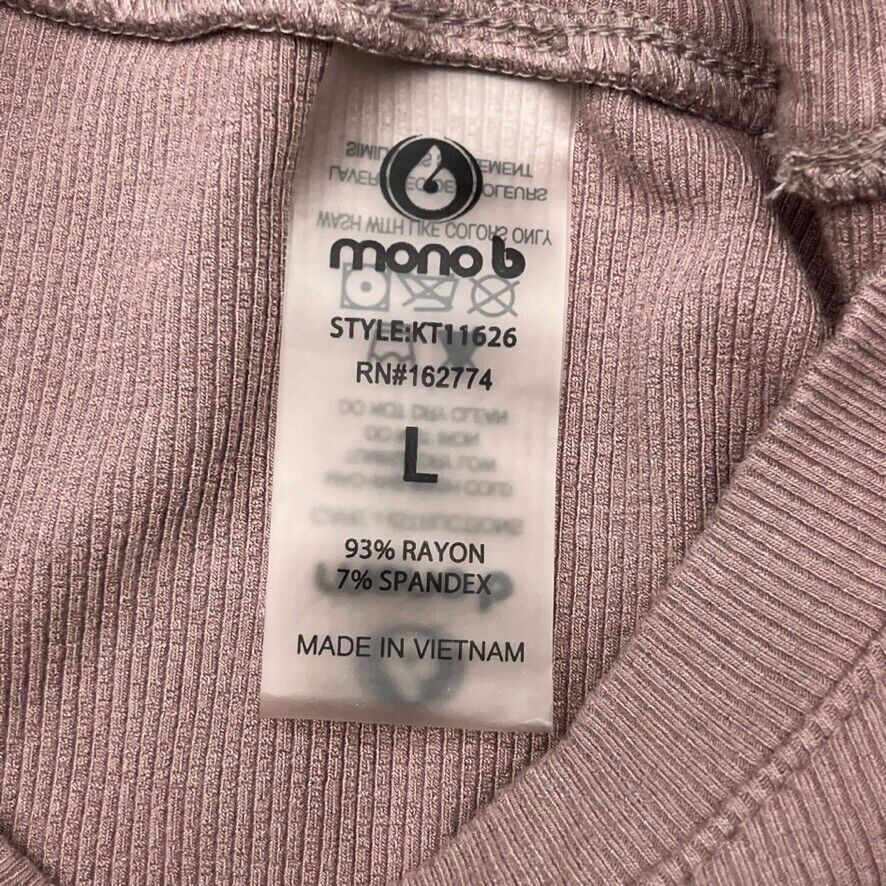 Mono B Boutique Mauve Long Sleeve Shirt Tunic Blouse Women Size L