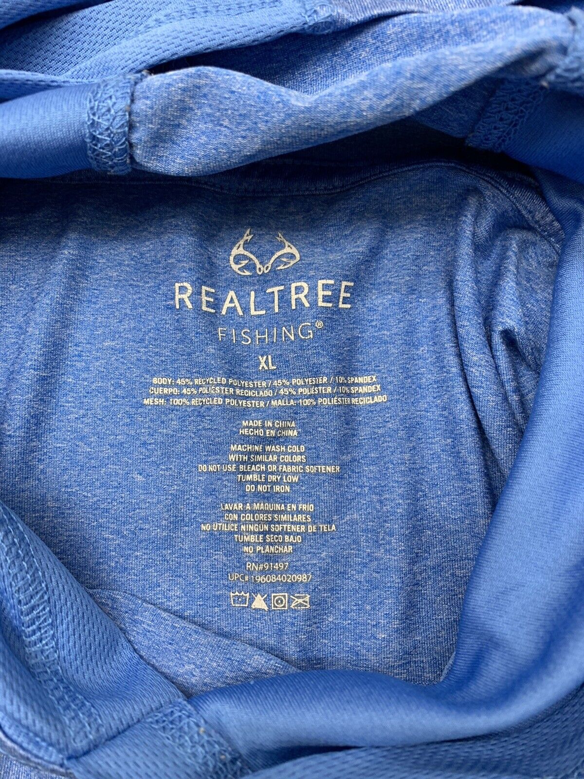 Real tree Fishing Mens Blue Hooded Long Sleeve Shirt Size XL - beyond  exchange