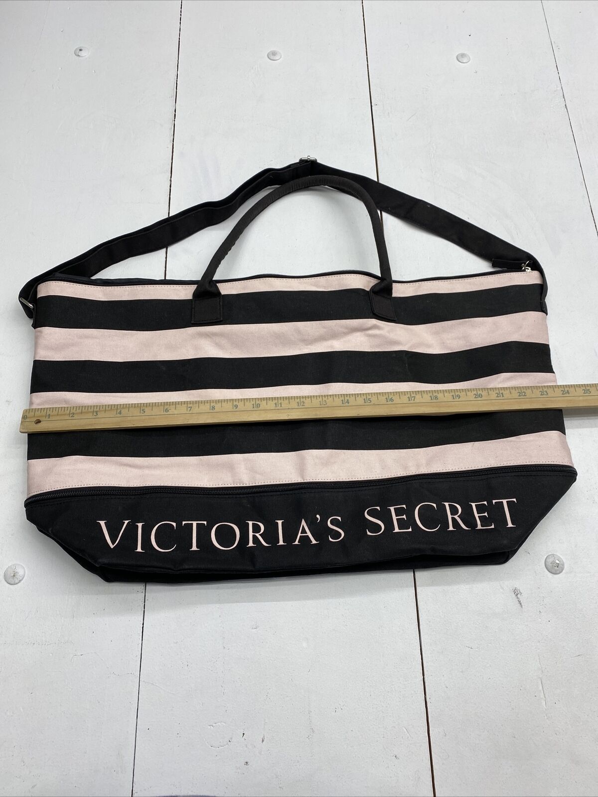 Victoria's Secret VS Logo Pink Signature Stripe wristlet strap