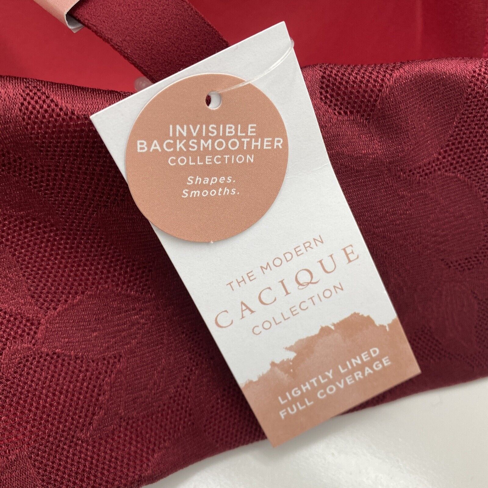 Cacique Invisible Backsmoother Lightly Lined Full Coverage No-Wire Bra Red  44G