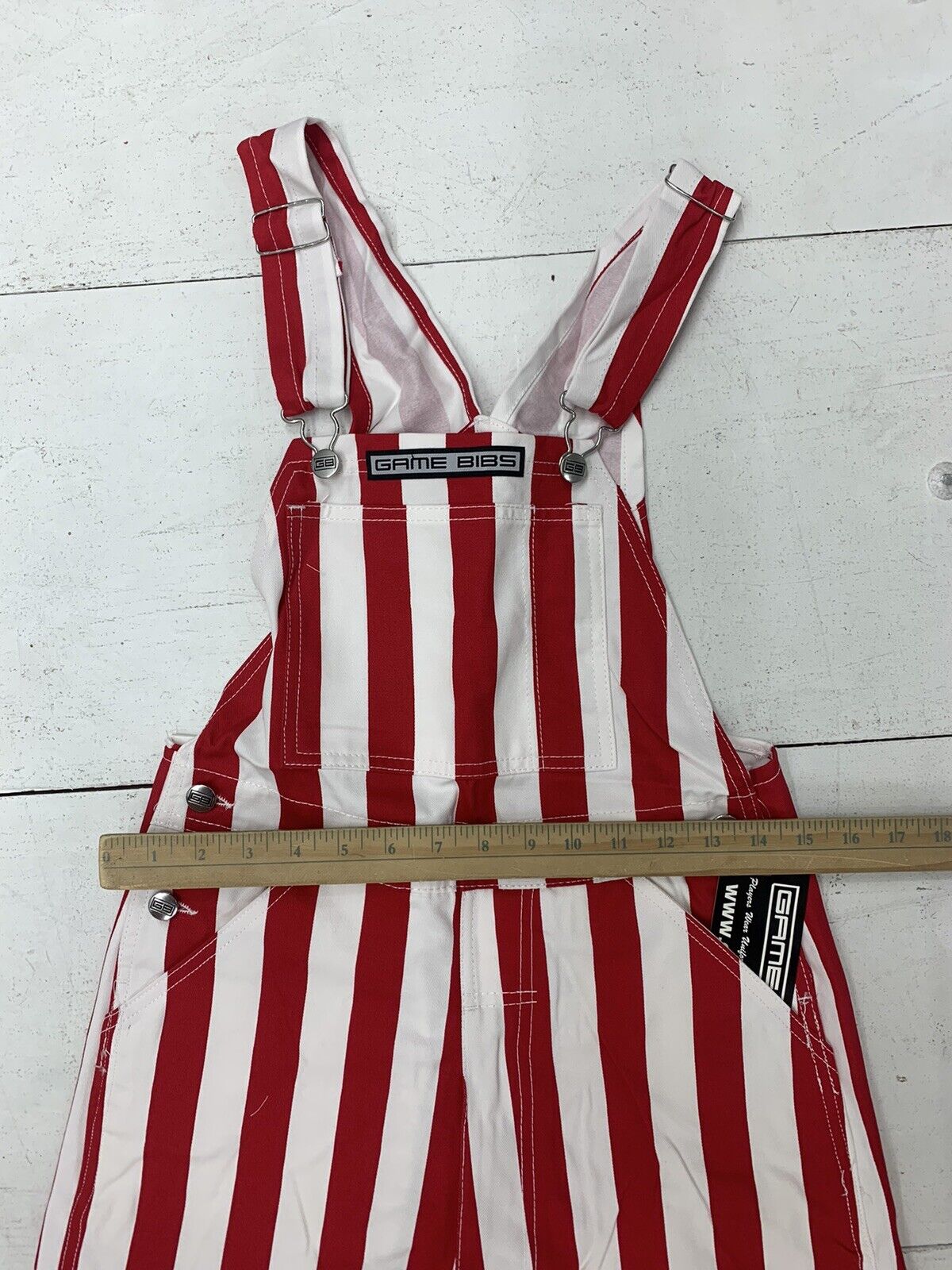 Game Bibs Red & Yellow Striped Overall Bibs