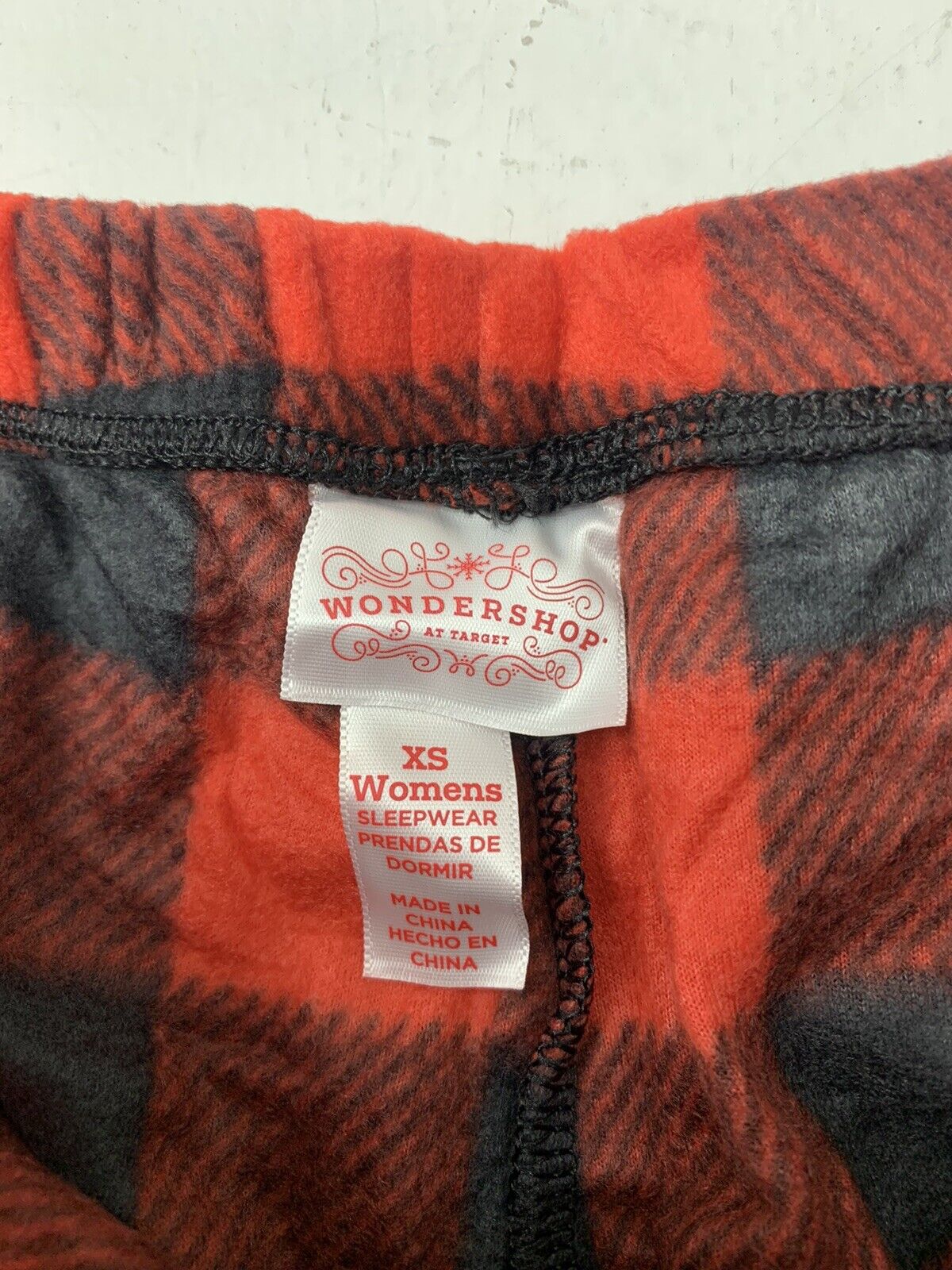 Wonder Shop Womens Red Black Plaid Pajama Pants Size XS