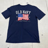 Old Navy Navy Blue Flag Printed Short Sleeve T-Shirt Unisex Kids Size XL NEW