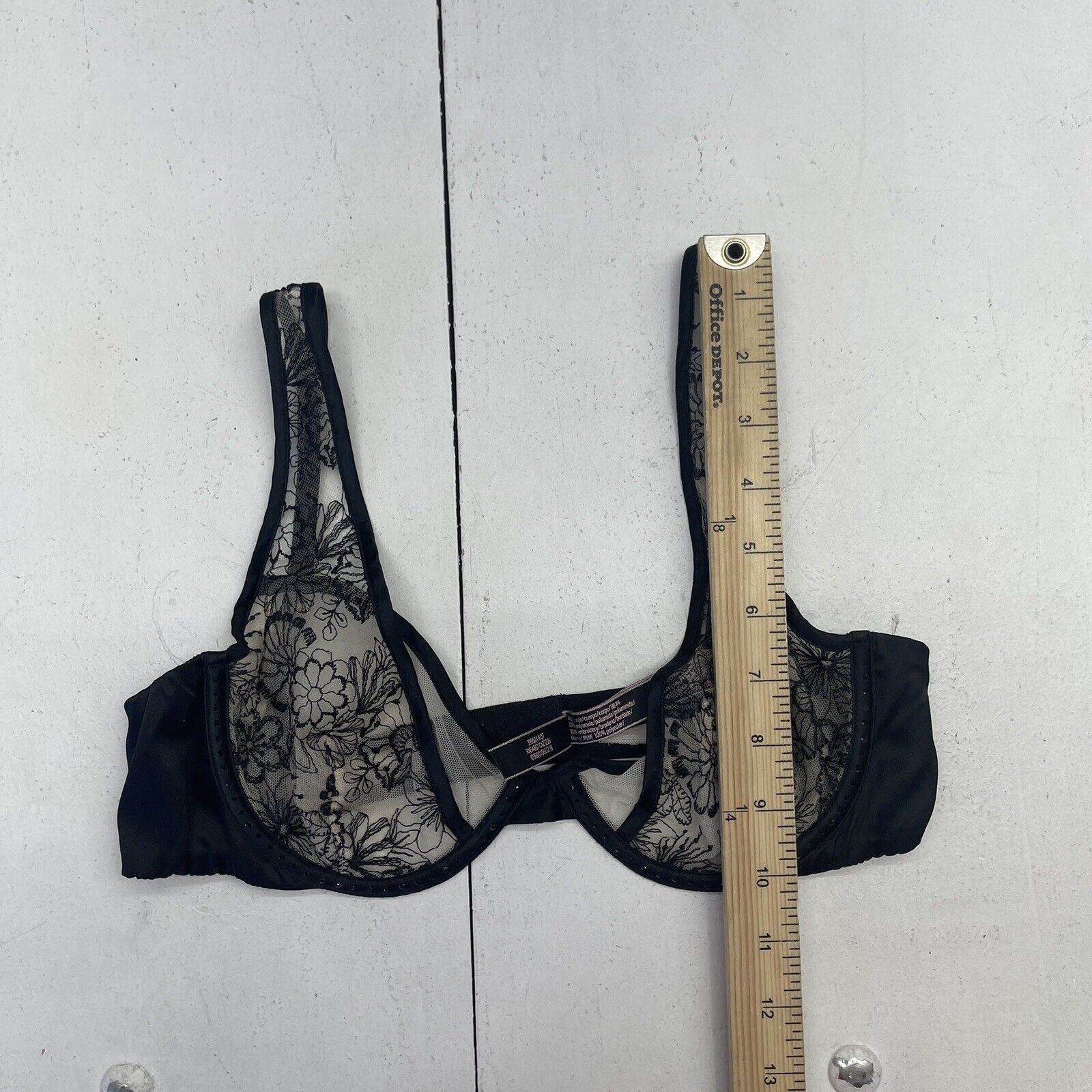 Victoria's Secret high-neck 34C BRA SET S panty+M BRALETTE+TEDDY Black mesh  lace