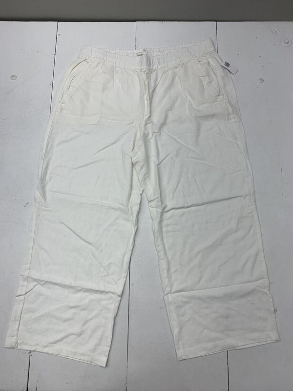 Old Navy White Wide Leg Linen Pants (M) Pre-owned - Doubletake Boutique LLC