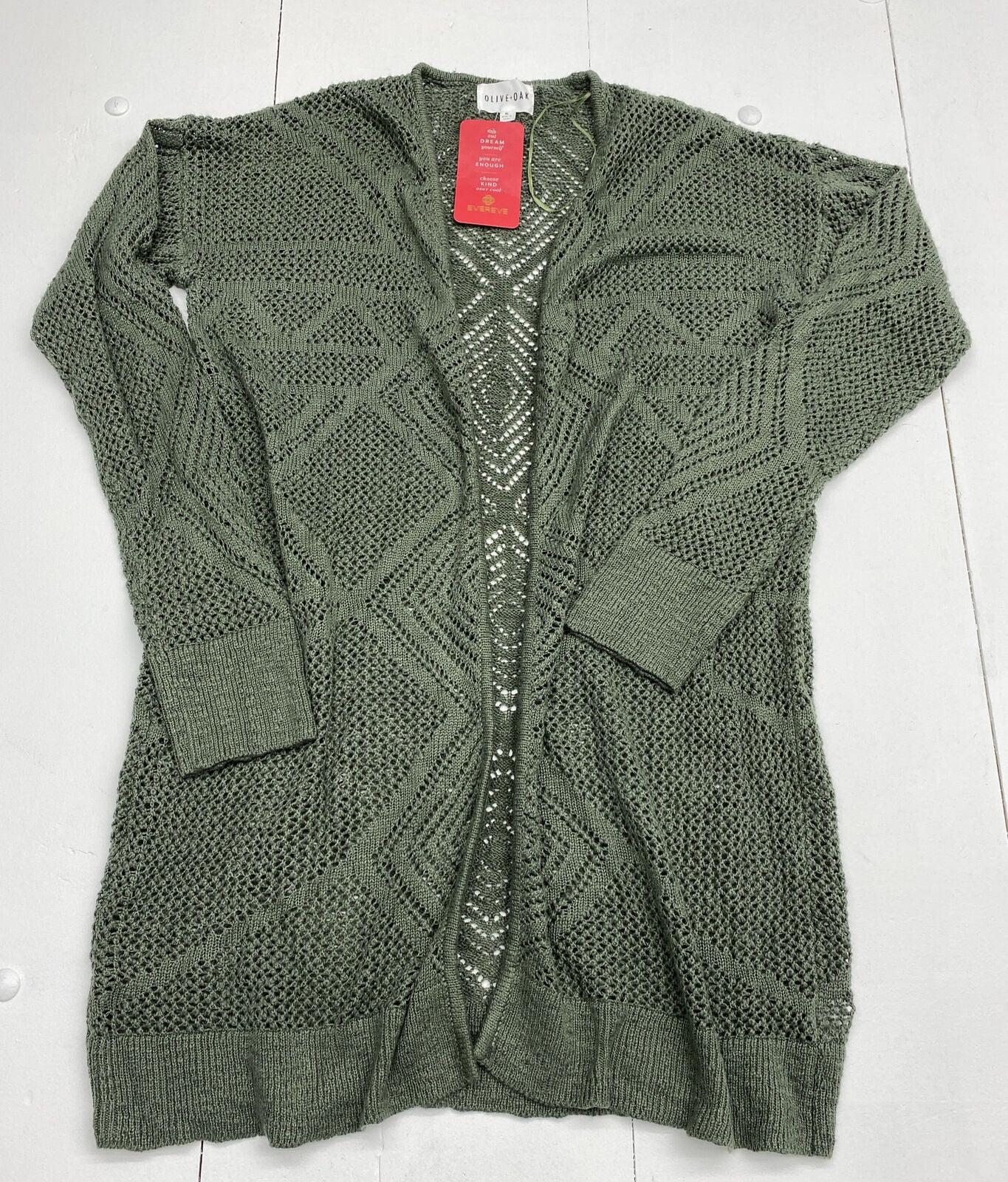 Evereve Olive + Oak Olive Green Haelyn Long Knit Cardigan Sweater Women  Size XL